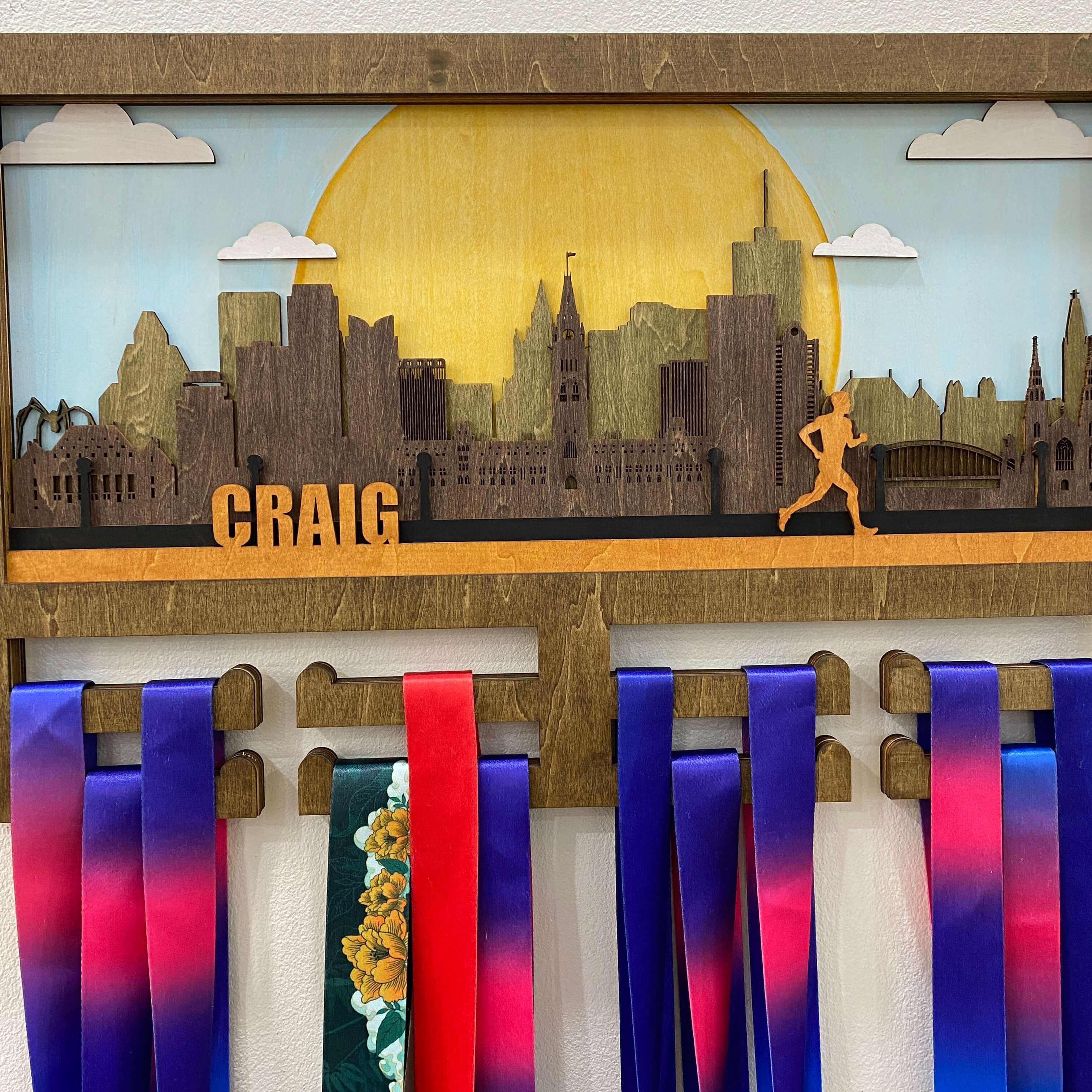 Personalized Wooden Medal Hanger – Running & Cycling | Ottawa City Design | Custom Name Medal Display by Championhanger