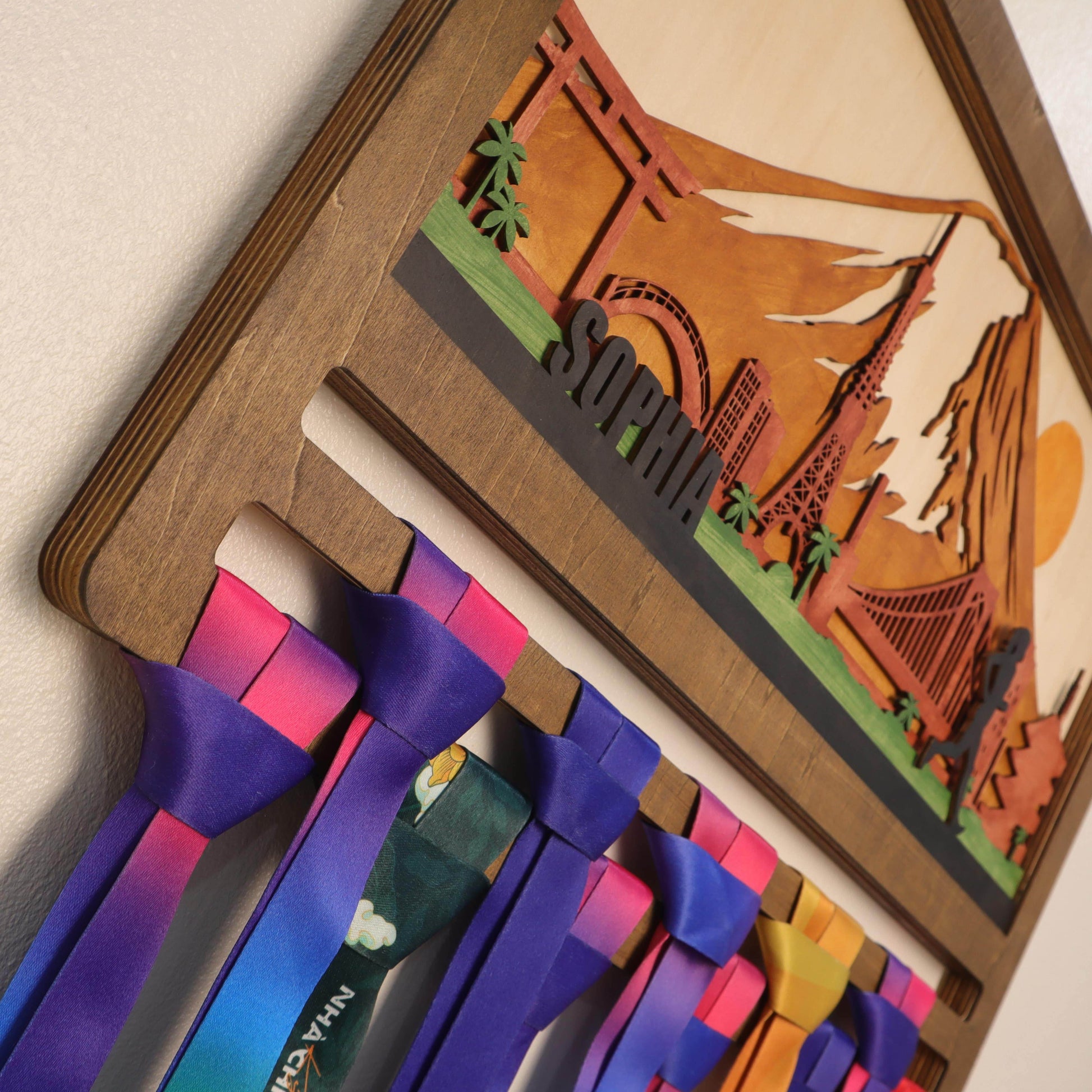 Custom Japan Marathon Medal Rack – Personalized Mountain Running Display Holder – Champion Hanger Running Gifts - Champion Hanger