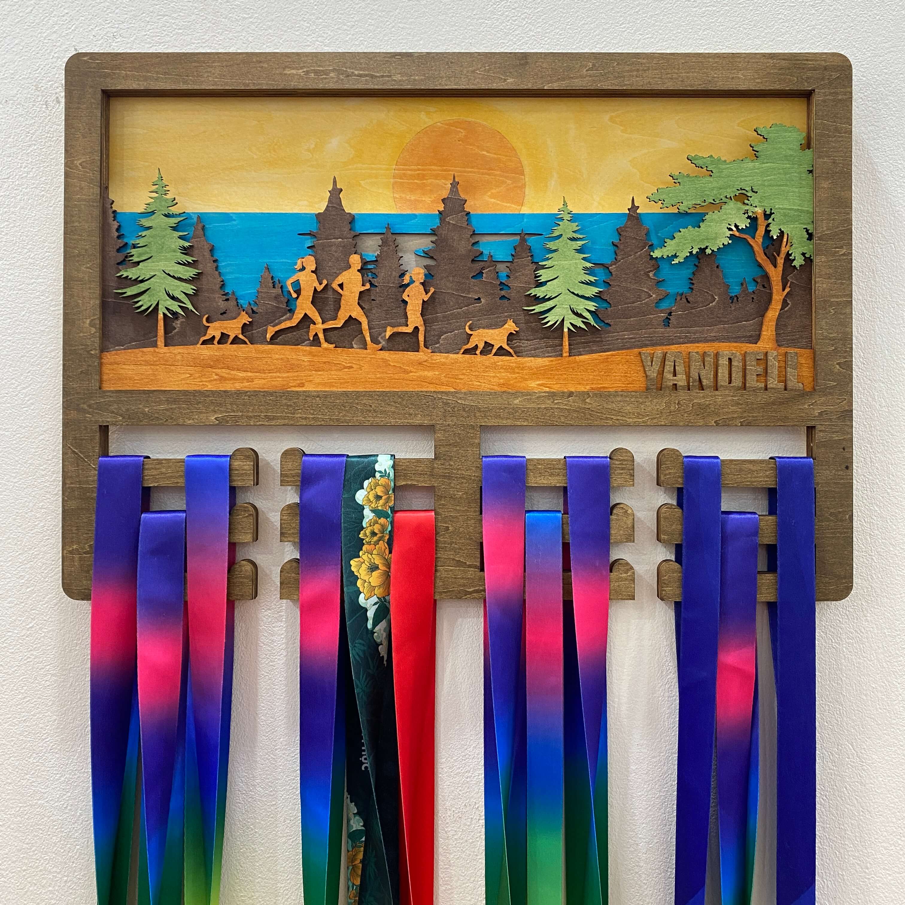 Personalized Wooden Medal Hanger for Running & Cycling Athletes | Custom Name Medal Display | Championhanger