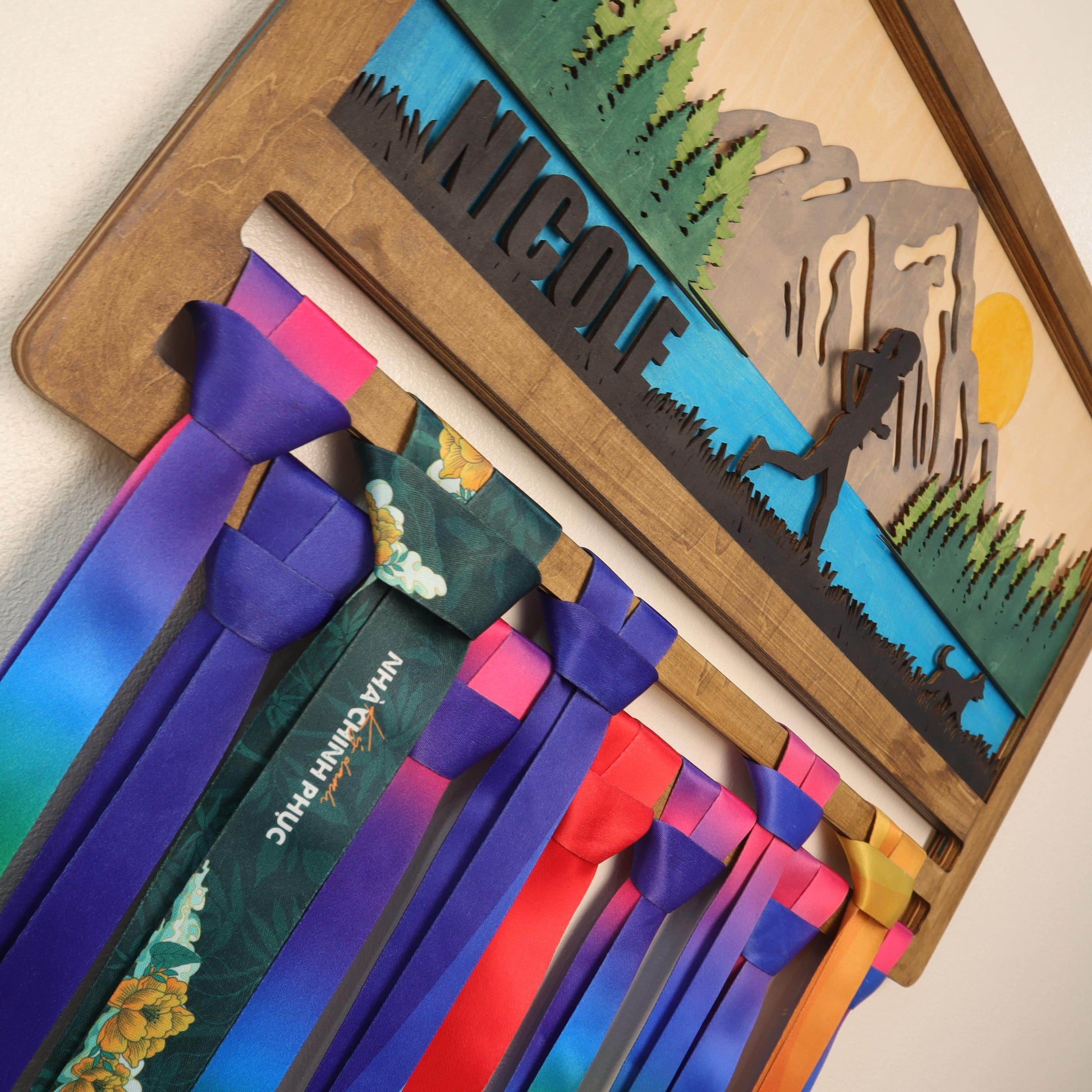 Personalized Medal Hanger – Personalized Mountain Running Display Holder – Champion Hanger Running Gifts - Champion Hanger