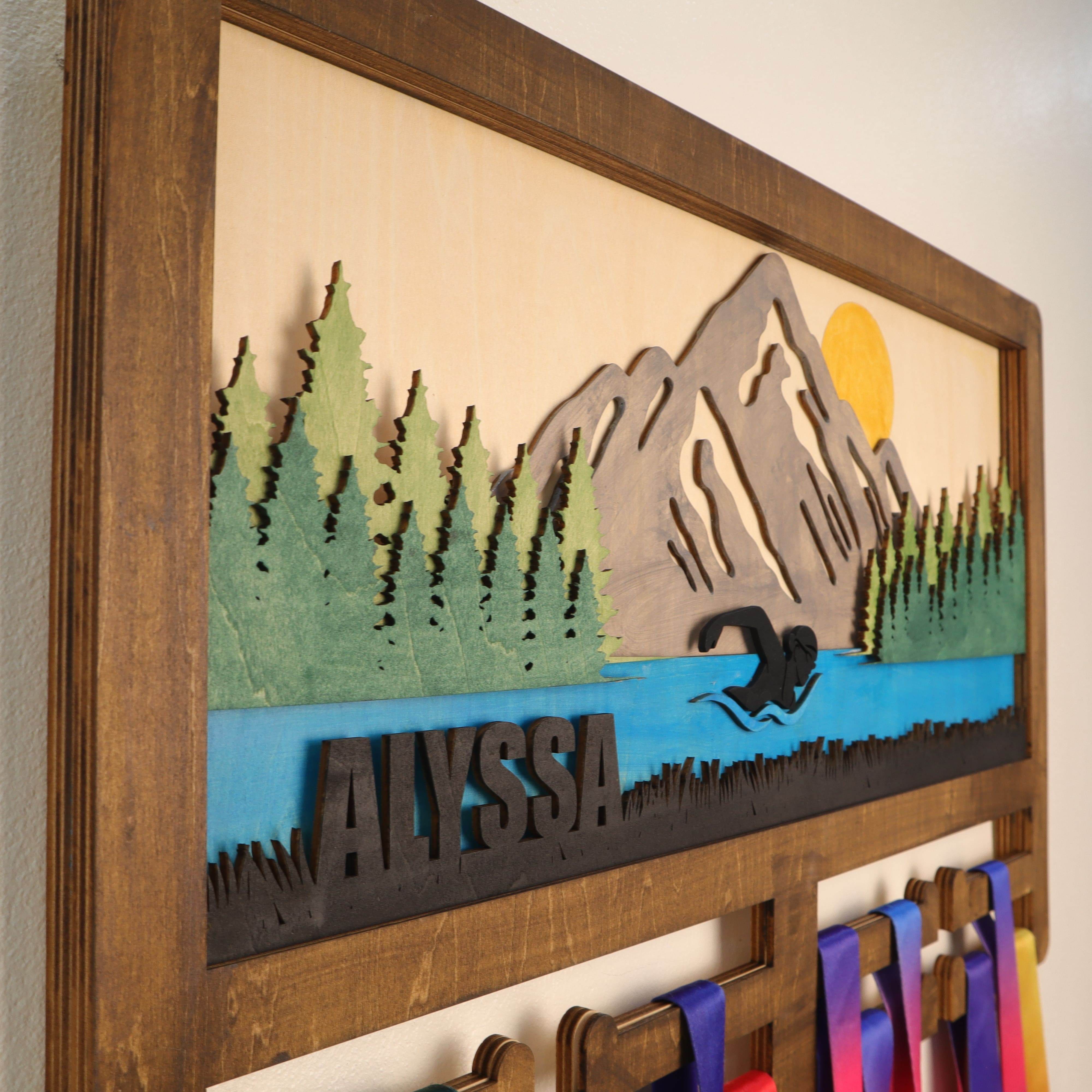 Personalized Swimming Medal Holder – Custom Medal Display Rack for Swimmers – Champion Hanger Gifts - Champion Hanger