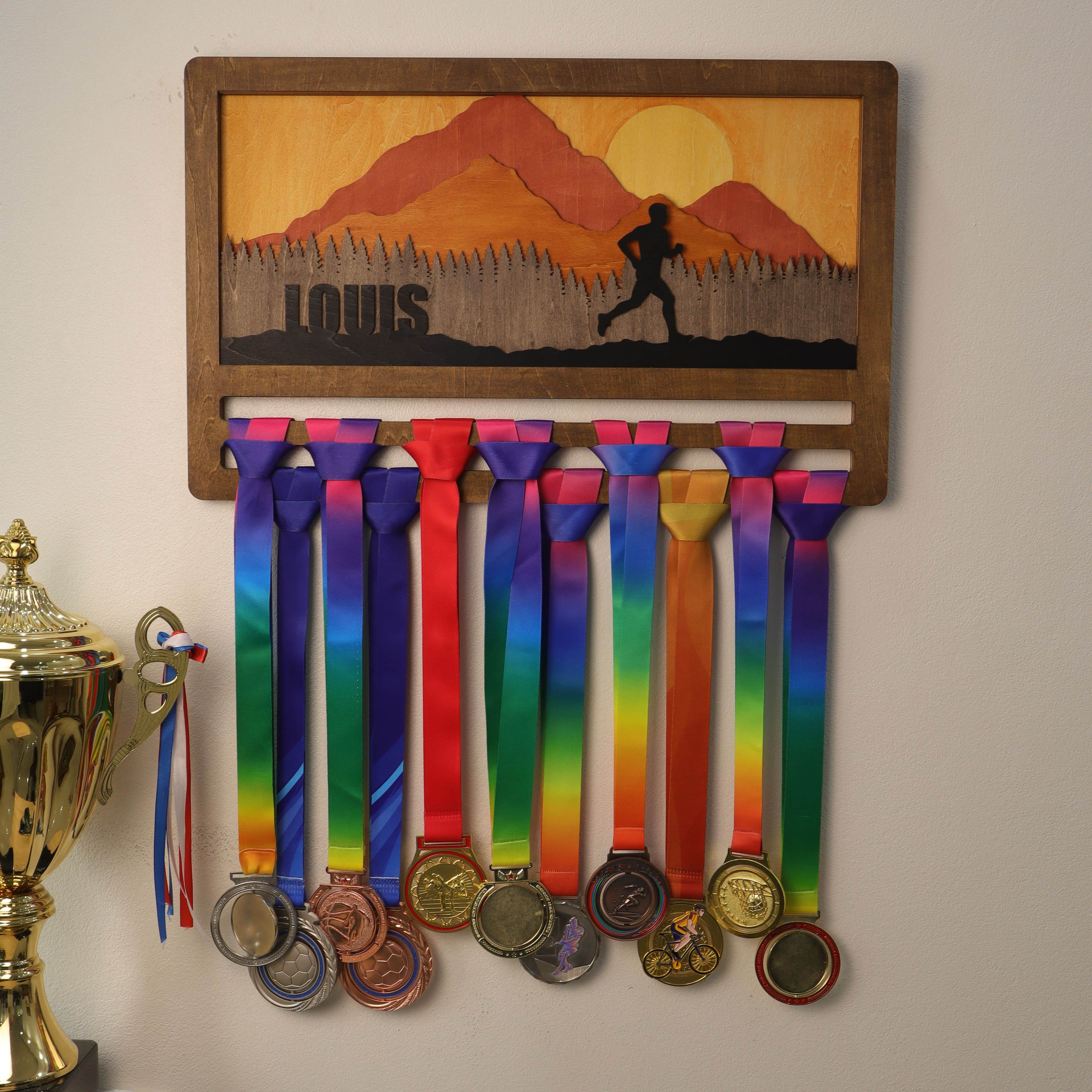 Personalized Medal Hanger – Personalized Mountain Running Display Holder – Champion Hanger Running Gifts - Champion Hanger