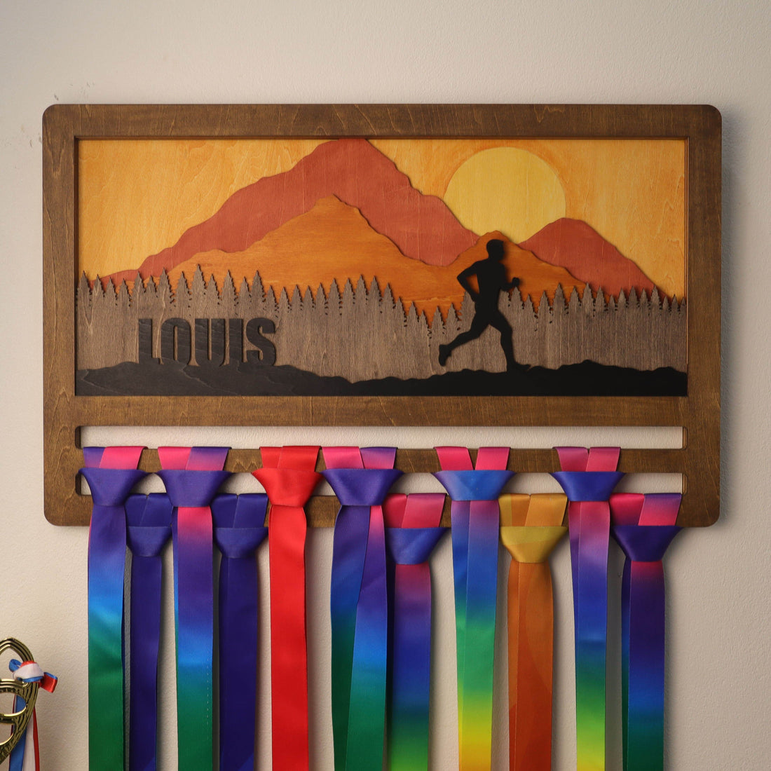 Personalized Medal Hanger – Personalized Mountain Running Display Holder – Champion Hanger Running Gifts - Champion Hanger