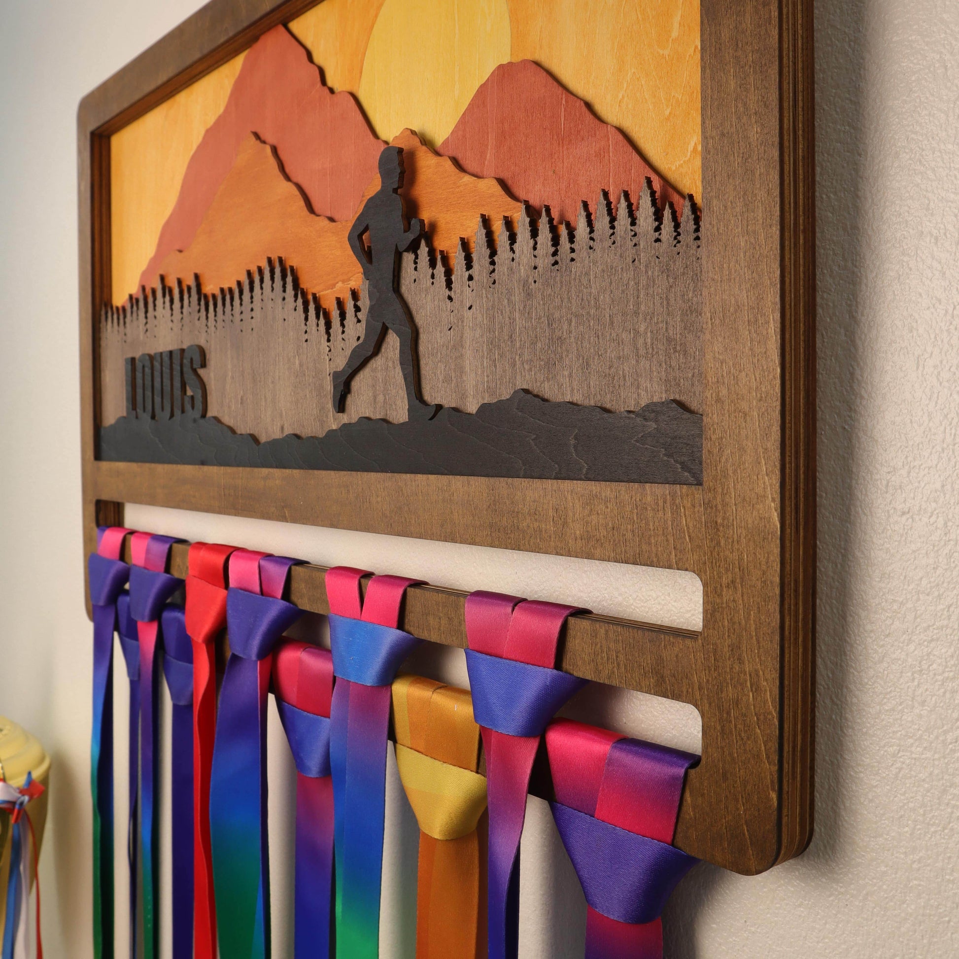 Personalized Medal Hanger – Personalized Mountain Running Display Holder – Champion Hanger Running Gifts - Champion Hanger