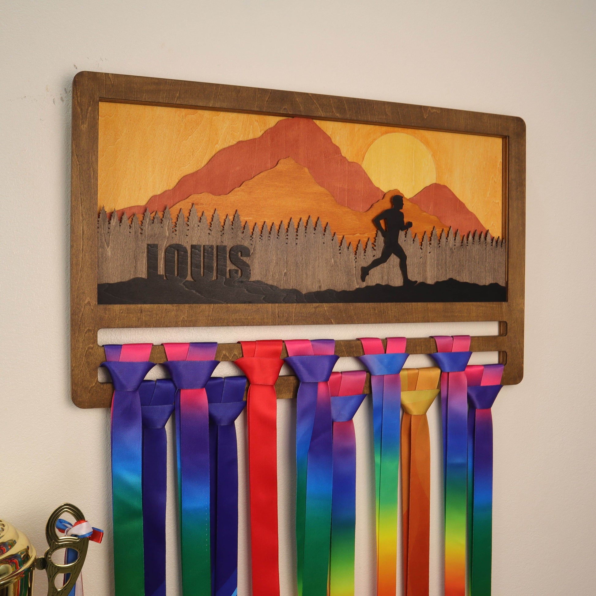 Personalized Medal Hanger – Personalized Mountain Running Display Holder – Champion Hanger Running Gifts - Champion Hanger