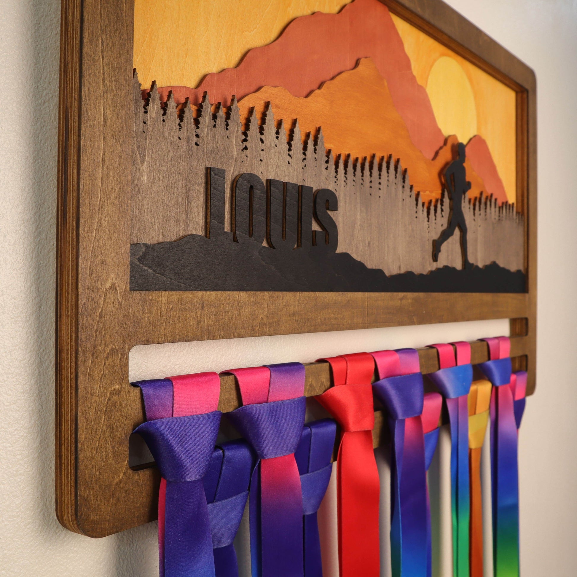 Personalized Medal Hanger – Personalized Mountain Running Display Holder – Champion Hanger Running Gifts - Champion Hanger