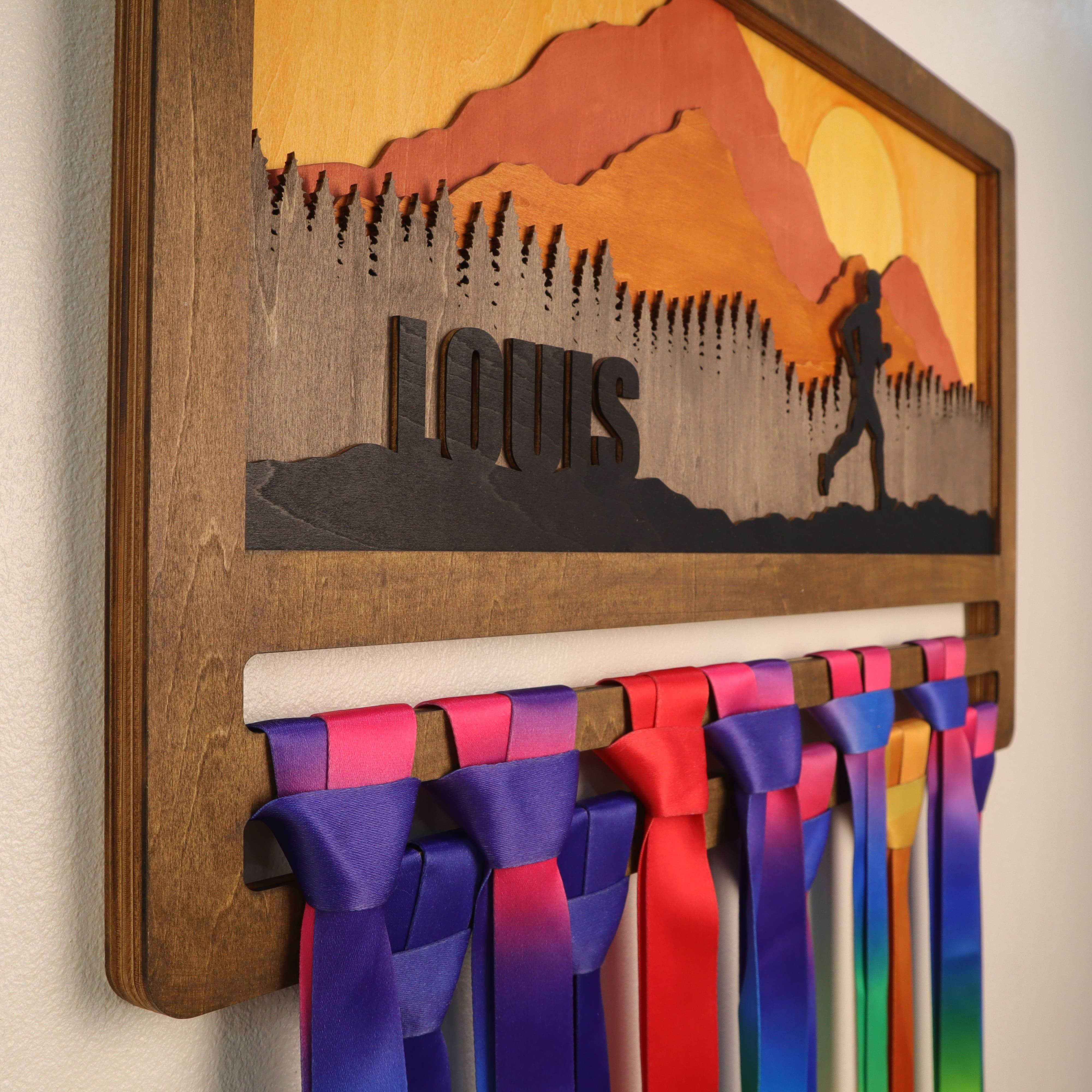 Personalized Medal Hanger – Personalized Mountain Running Display Holder – Champion Hanger Running Gifts - Champion Hanger