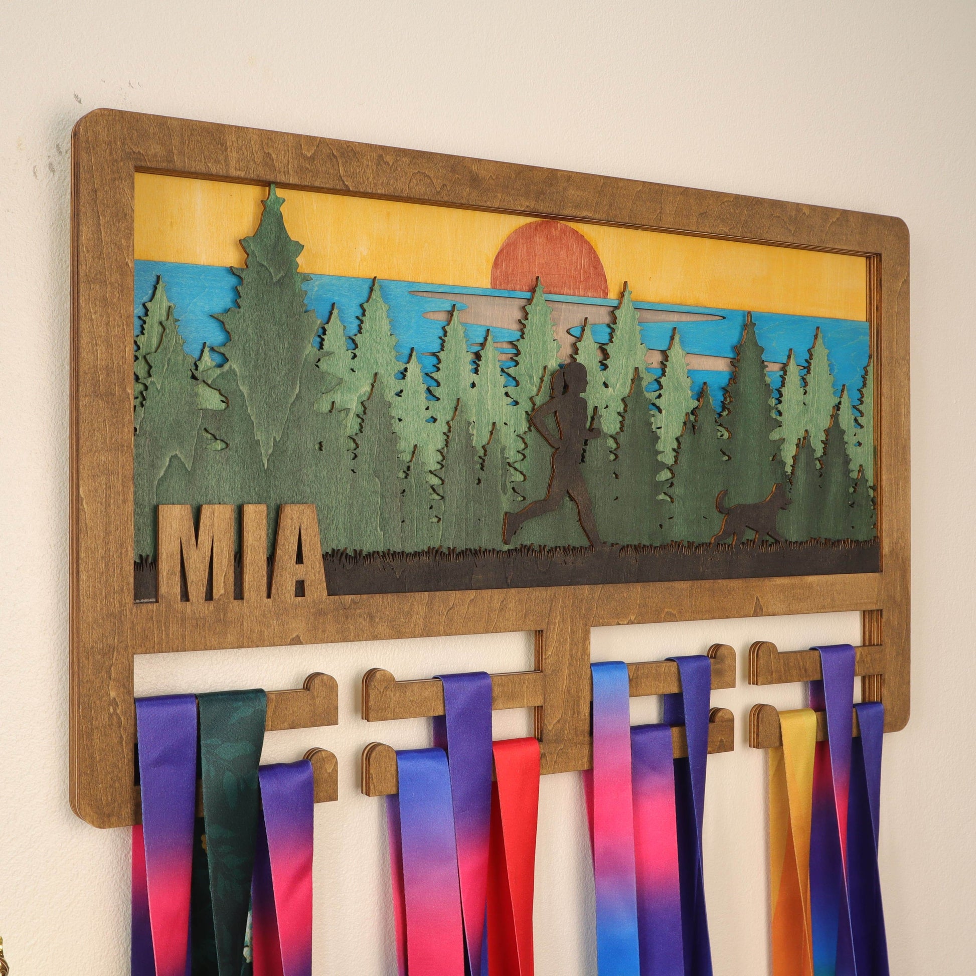 Personalized Wooden Medal Hanger for Running, Cycling & Hiking | Custom Name Medal Display Rack | Gift for Athletes - Champion Hanger