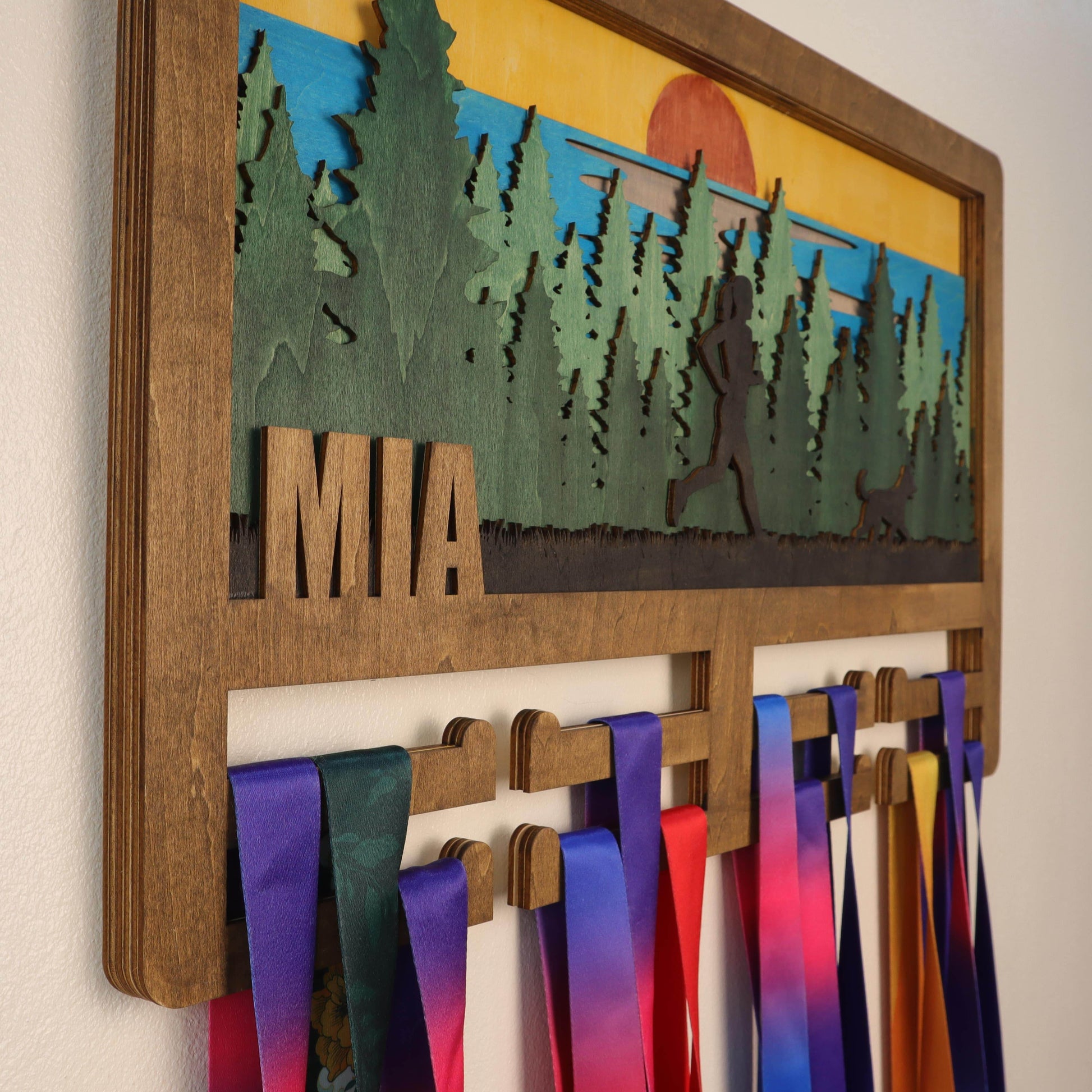 Personalized Wooden Medal Hanger for Running, Cycling & Hiking | Custom Name Medal Display Rack | Gift for Athletes - Champion Hanger