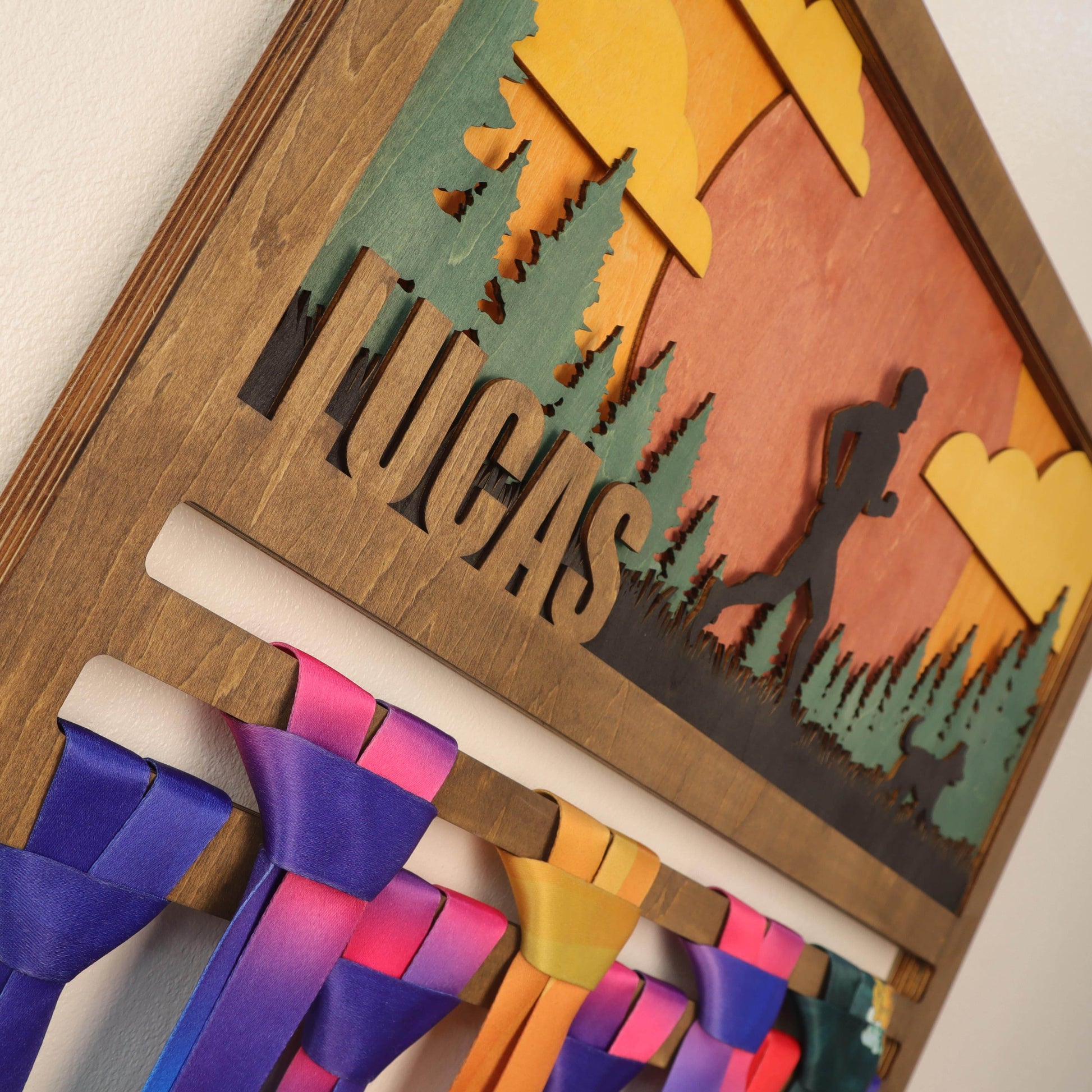 Personalized Wooden Medal Hanger for Running, Cycling & Hiking | Custom Name Medal Display Rack | Gift for Athletes - Champion Hanger