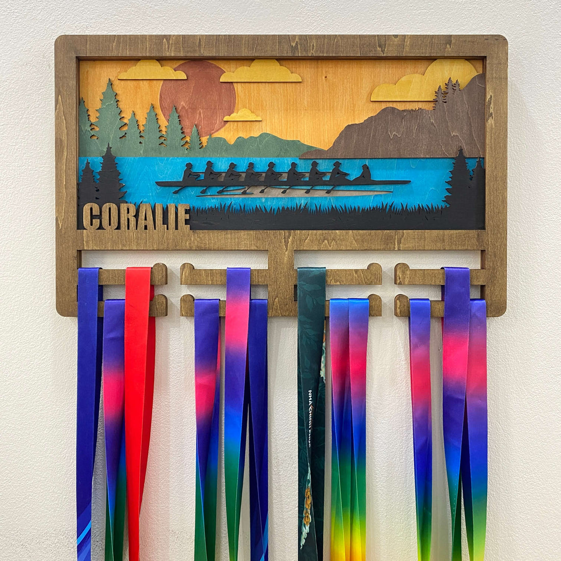 Personalized Wooden Rowing Medal Hanger with Custom Name | Gifts for Rowers | ChampionHanger