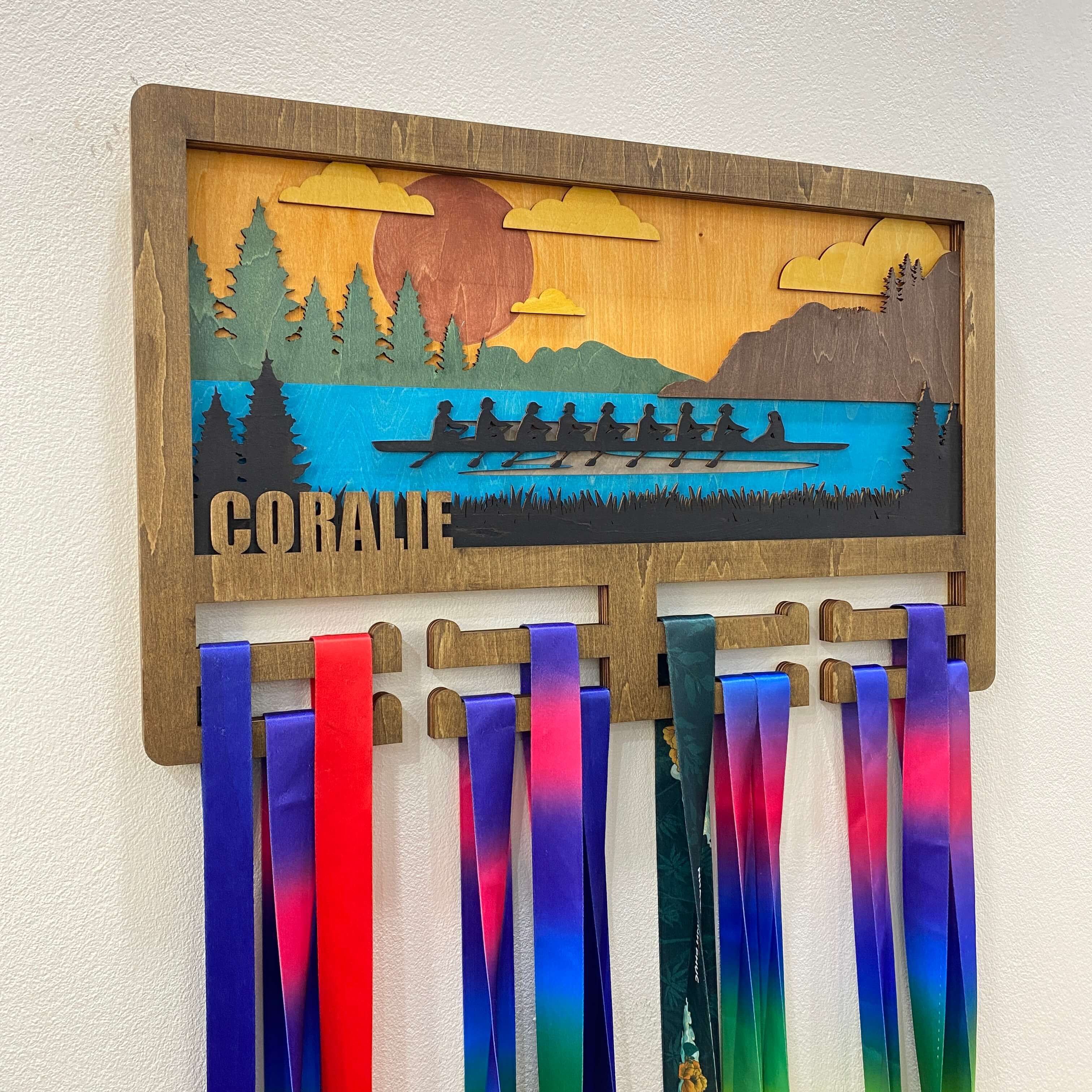 Personalized Wooden Rowing Medal Hanger with Custom Name | Gifts for Rowers | ChampionHanger