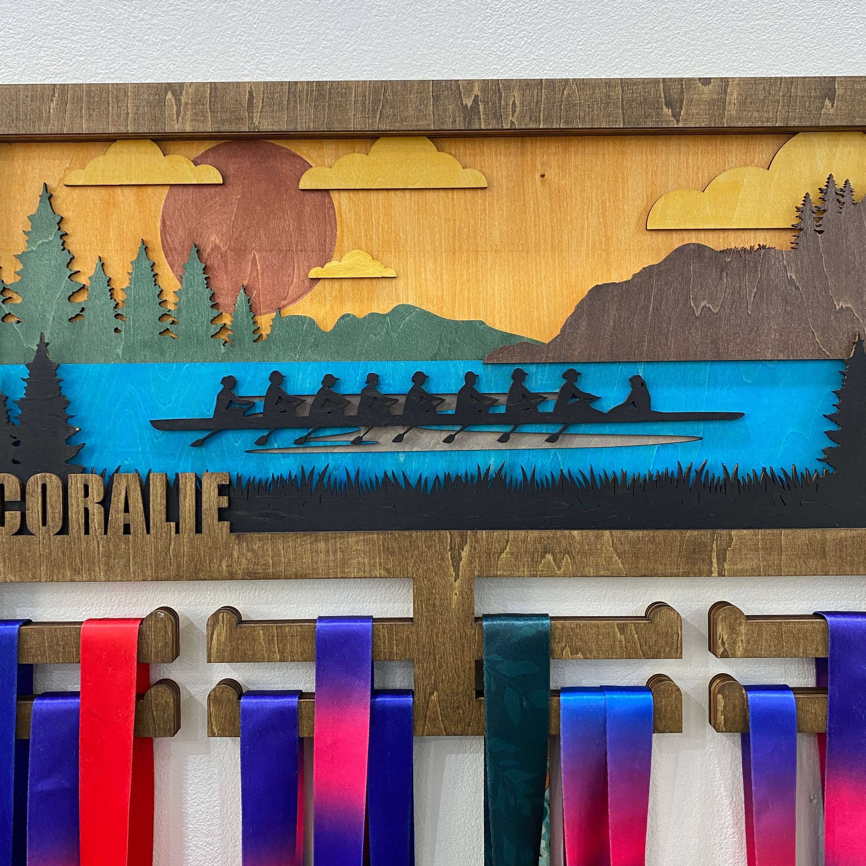 Personalized Wooden Rowing Medal Hanger with Custom Name | Gifts for Rowers | ChampionHanger