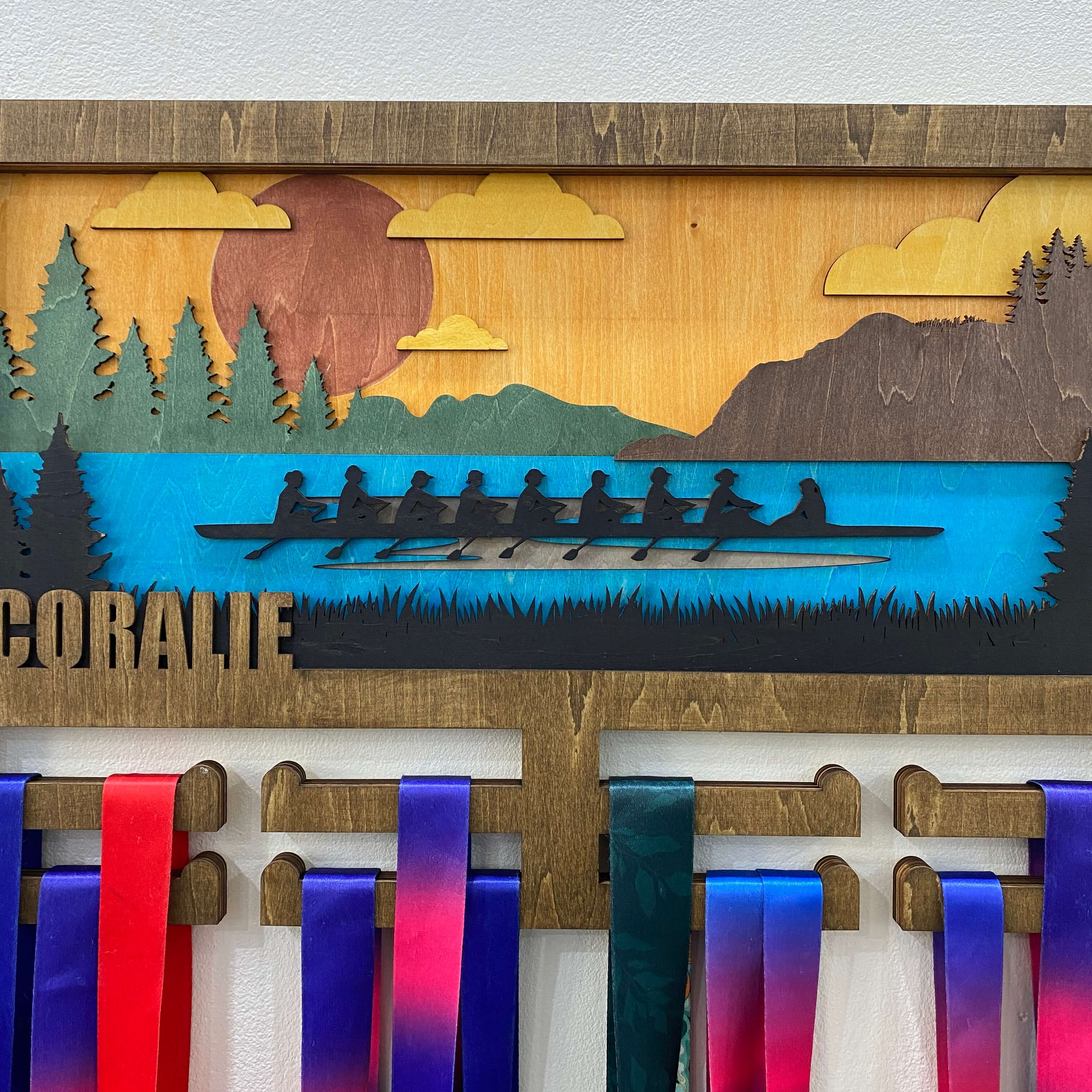 Personalized Wooden Rowing Medal Hanger with Custom Name | Gifts for Rowers | ChampionHanger