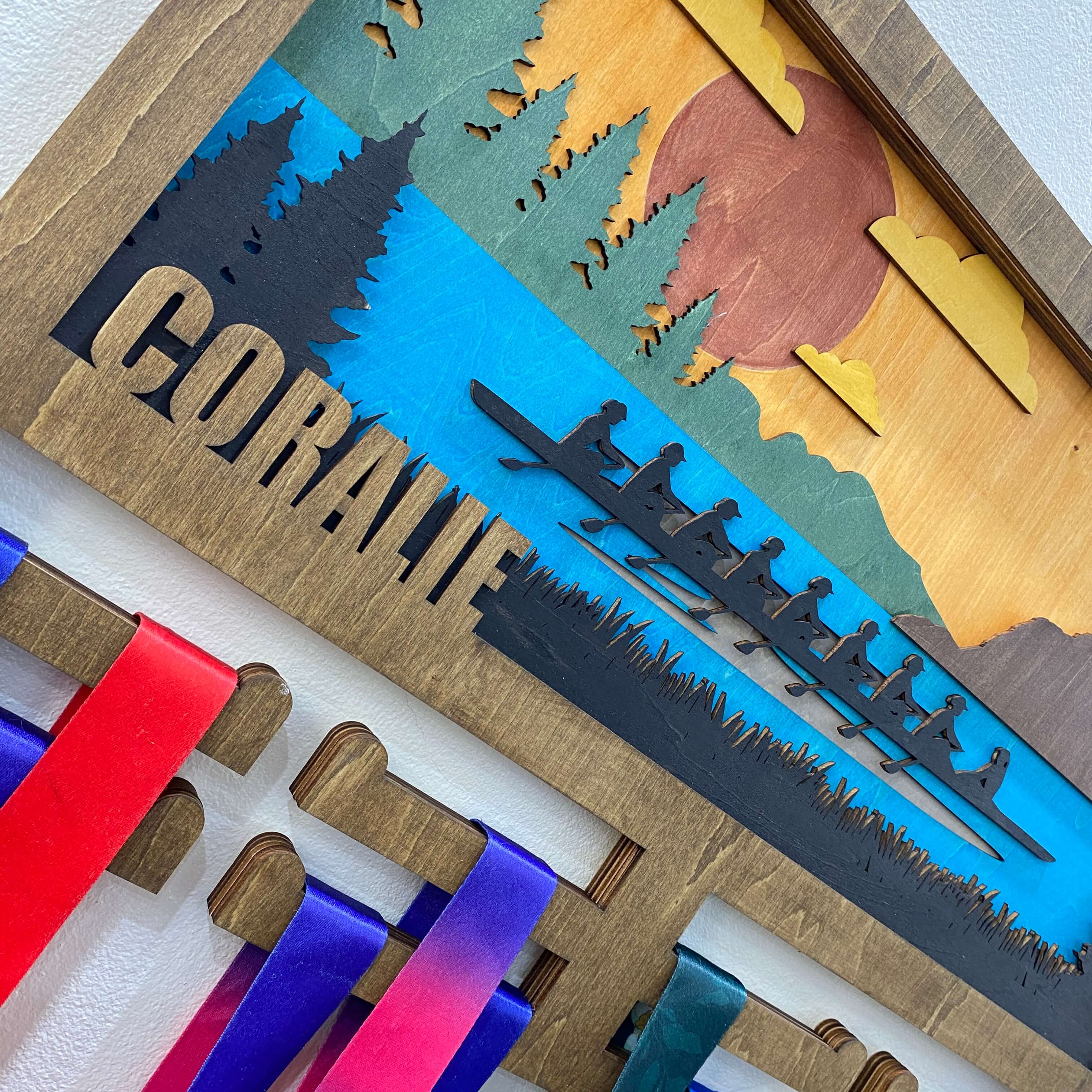 Personalized Wooden Rowing Medal Hanger with Custom Name | Gifts for Rowers | ChampionHanger