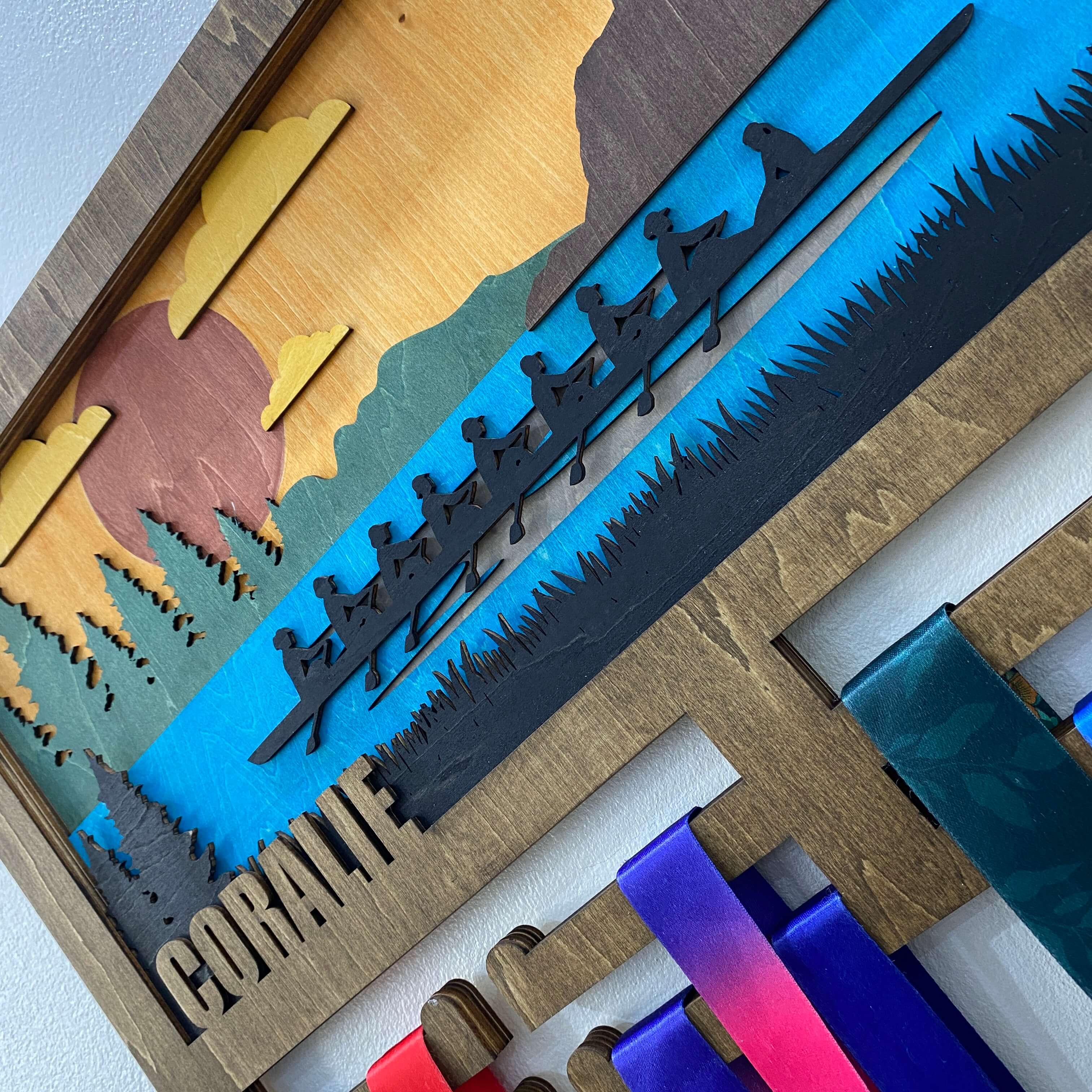 Personalized Wooden Rowing Medal Hanger with Custom Name | Gifts for Rowers | ChampionHanger