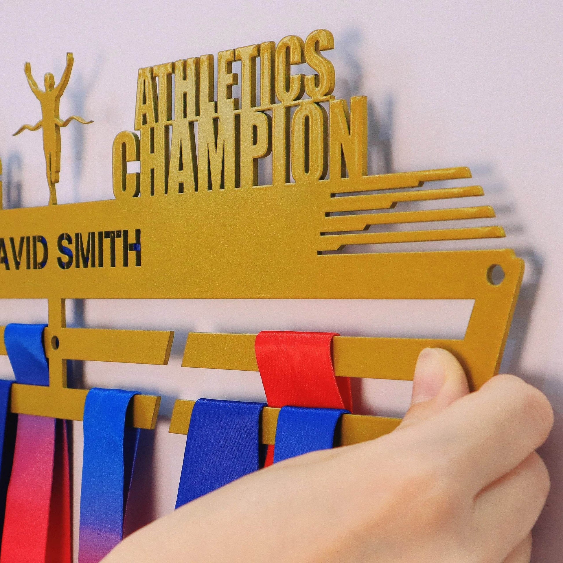 Keep Running – Athletics Champion Custom Medal Hanger for Runners – Stainless Steel Display Rack - Champion Hanger