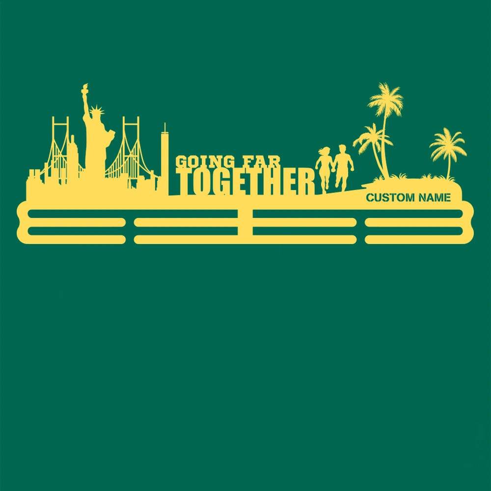 Going far together Custom Medal Hanger for Runners – Stainless Steel Display Rack - Champion Hanger