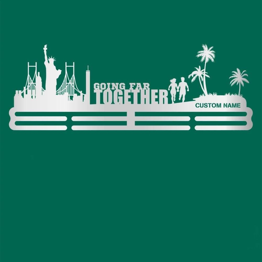 Going far together Custom Medal Hanger for Runners – Stainless Steel Display Rack - Champion Hanger