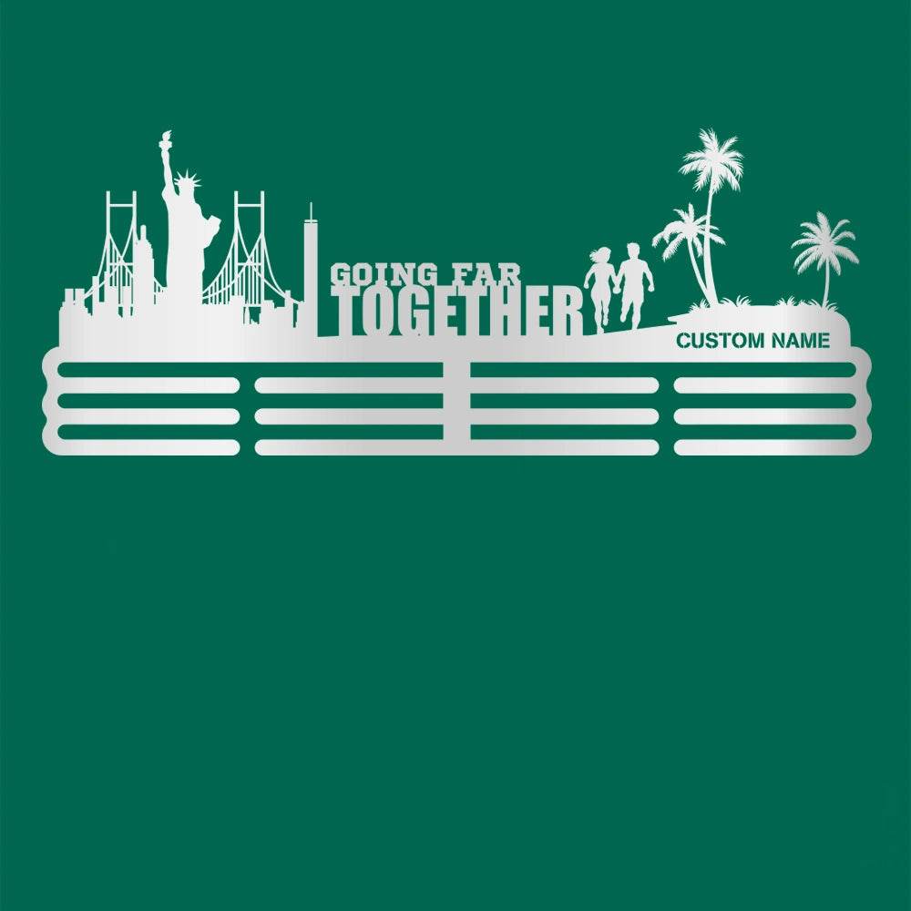 Going far together Custom Medal Hanger for Runners – Stainless Steel Display Rack - Champion Hanger