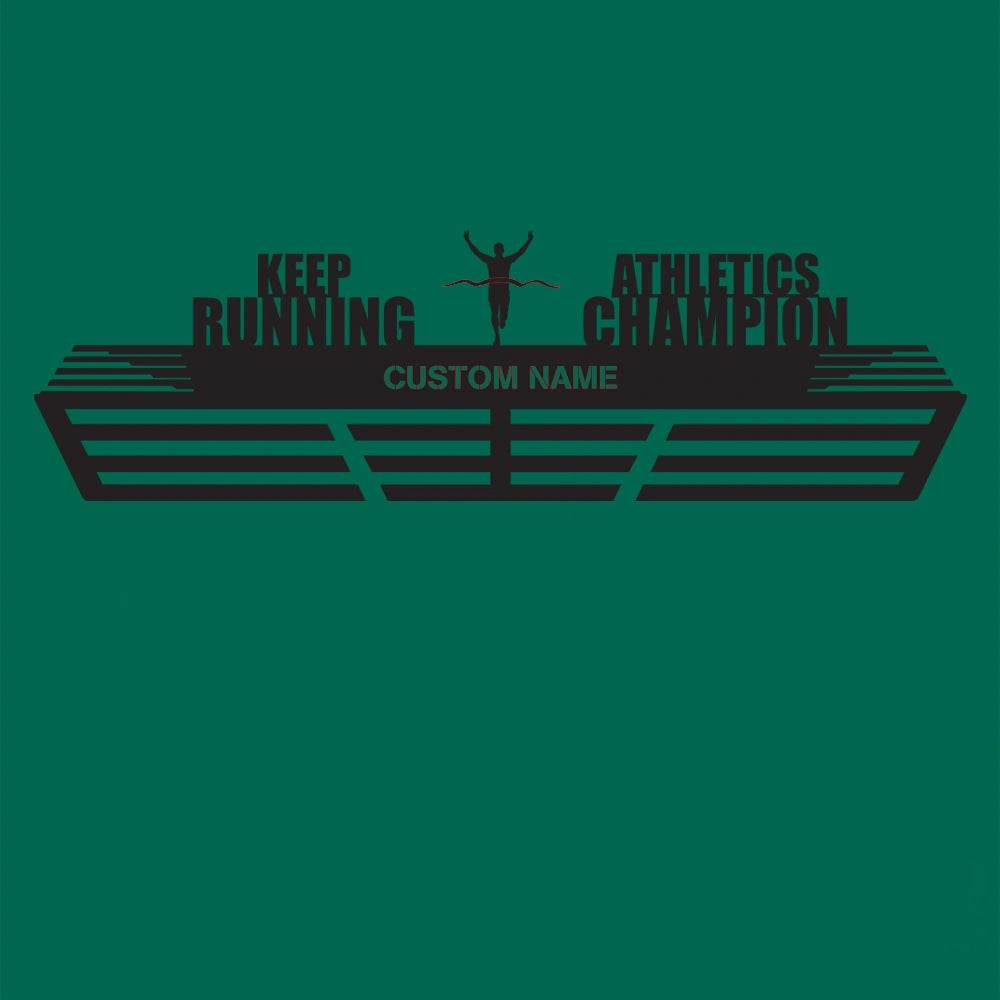 Keep Running – Athletics Champion Custom Medal Hanger for Runners – Stainless Steel Display Rack - Champion Hanger
