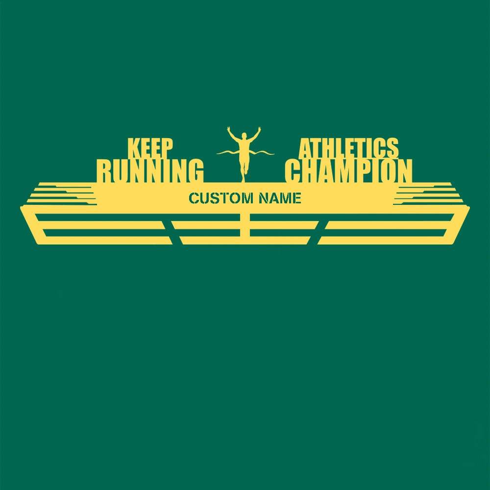 Keep Running – Athletics Champion Custom Medal Hanger for Runners – Stainless Steel Display Rack - Champion Hanger