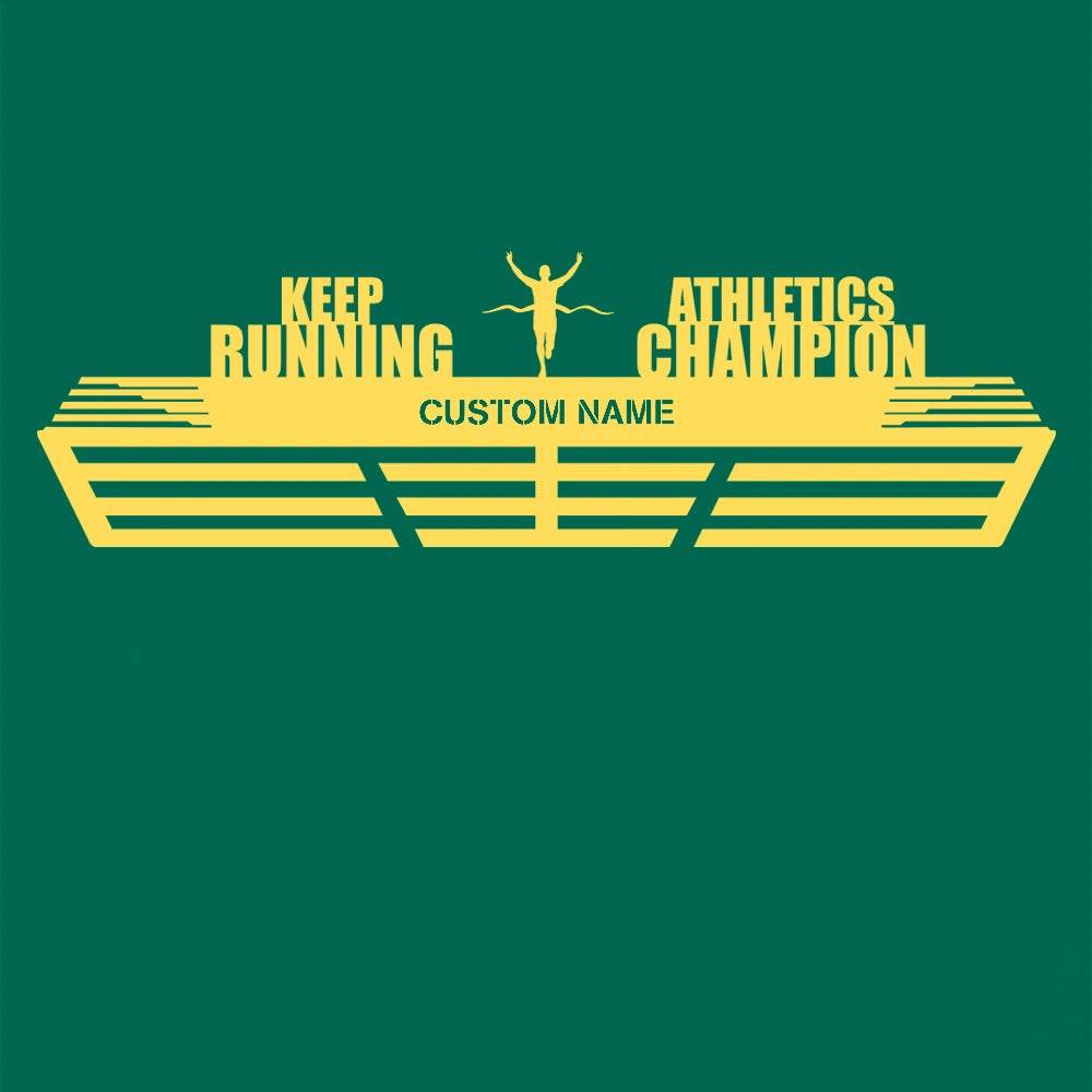 Keep Running – Athletics Champion Custom Medal Hanger for Runners – Stainless Steel Display Rack - Champion Hanger