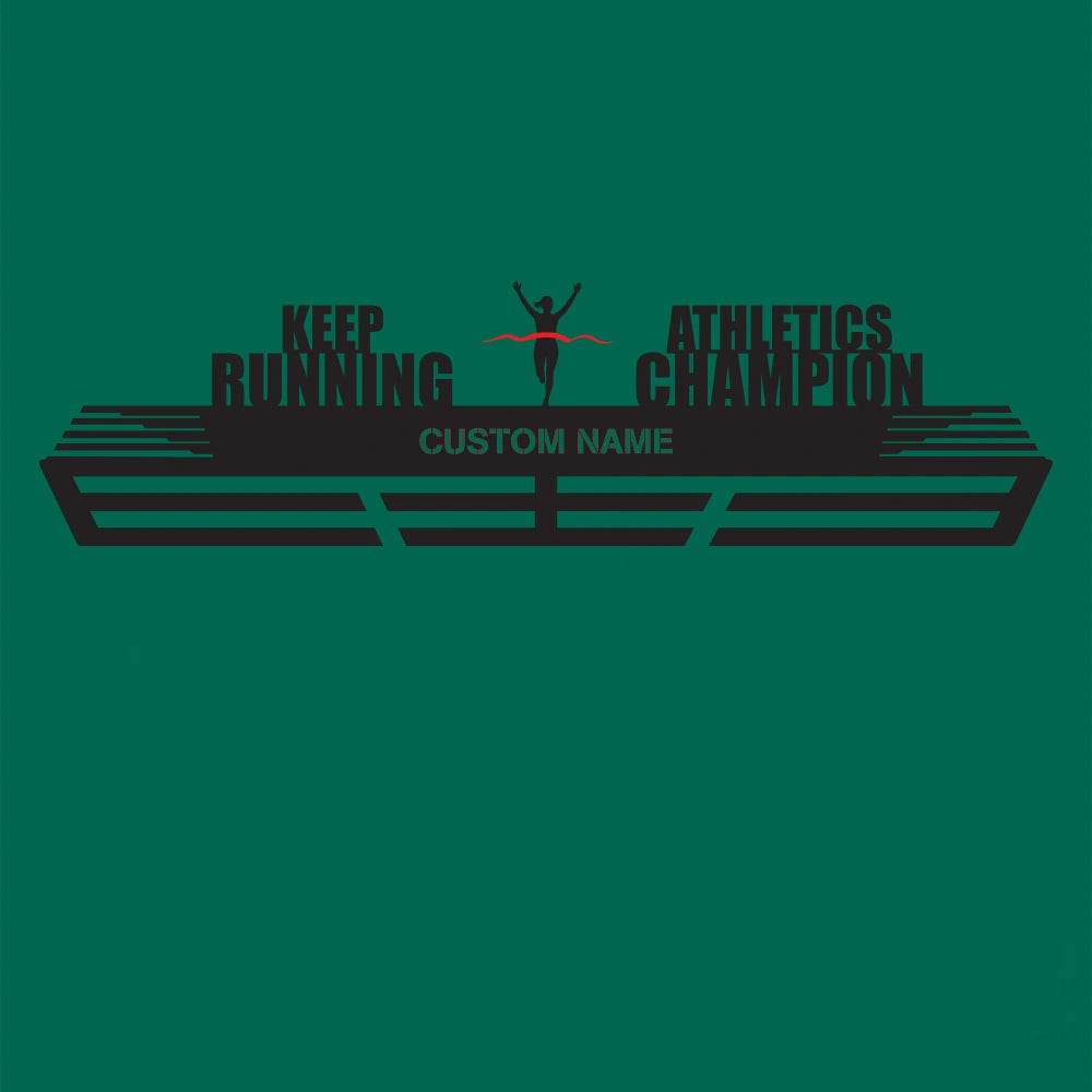 Keep Running – Athletics Champion Custom Medal Hanger for Runners – Stainless Steel Display Rack - Champion Hanger
