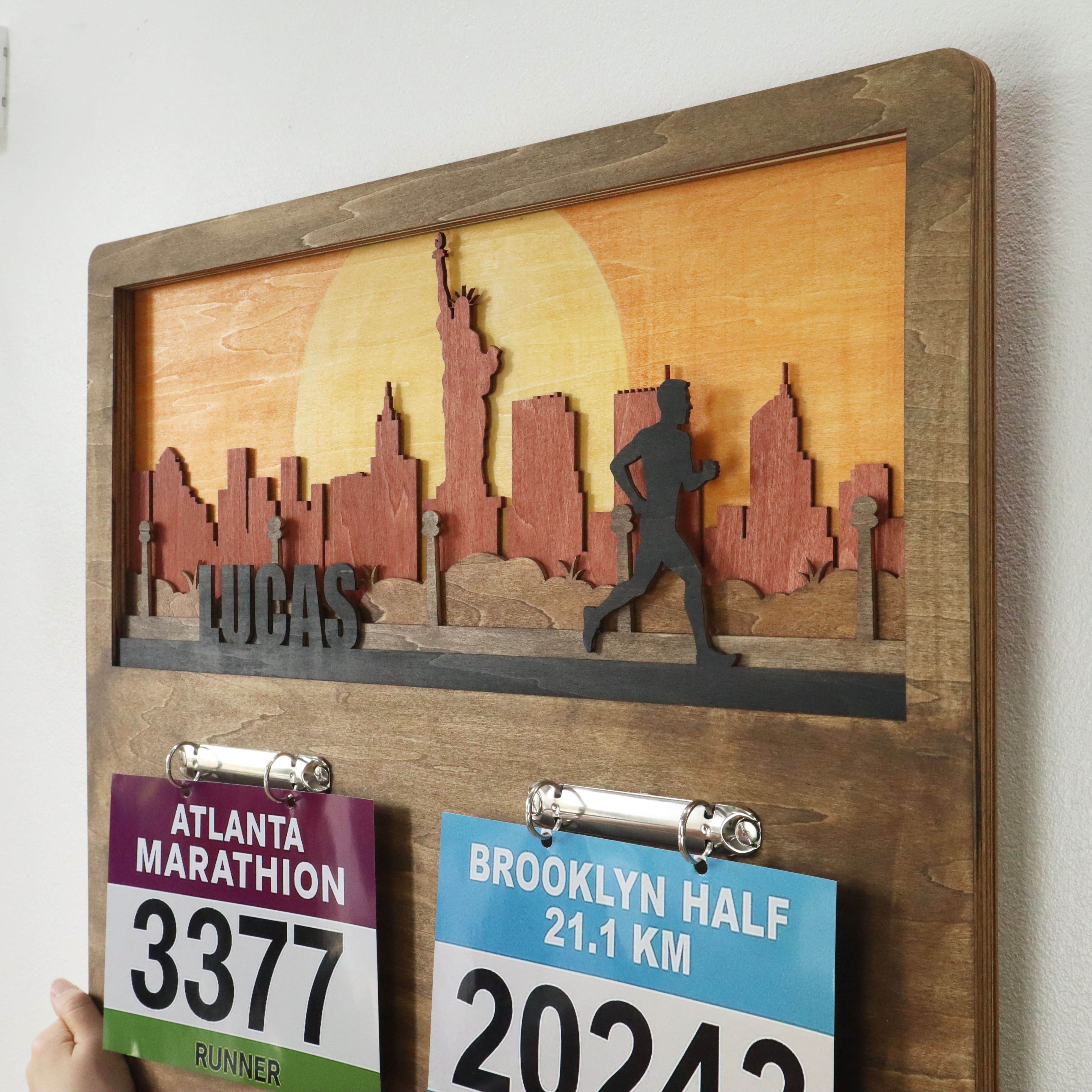 New York City Custom Wooden Marathon Display – Wooden Medal hanger , ChampionHanger running gifts - Champion Hanger