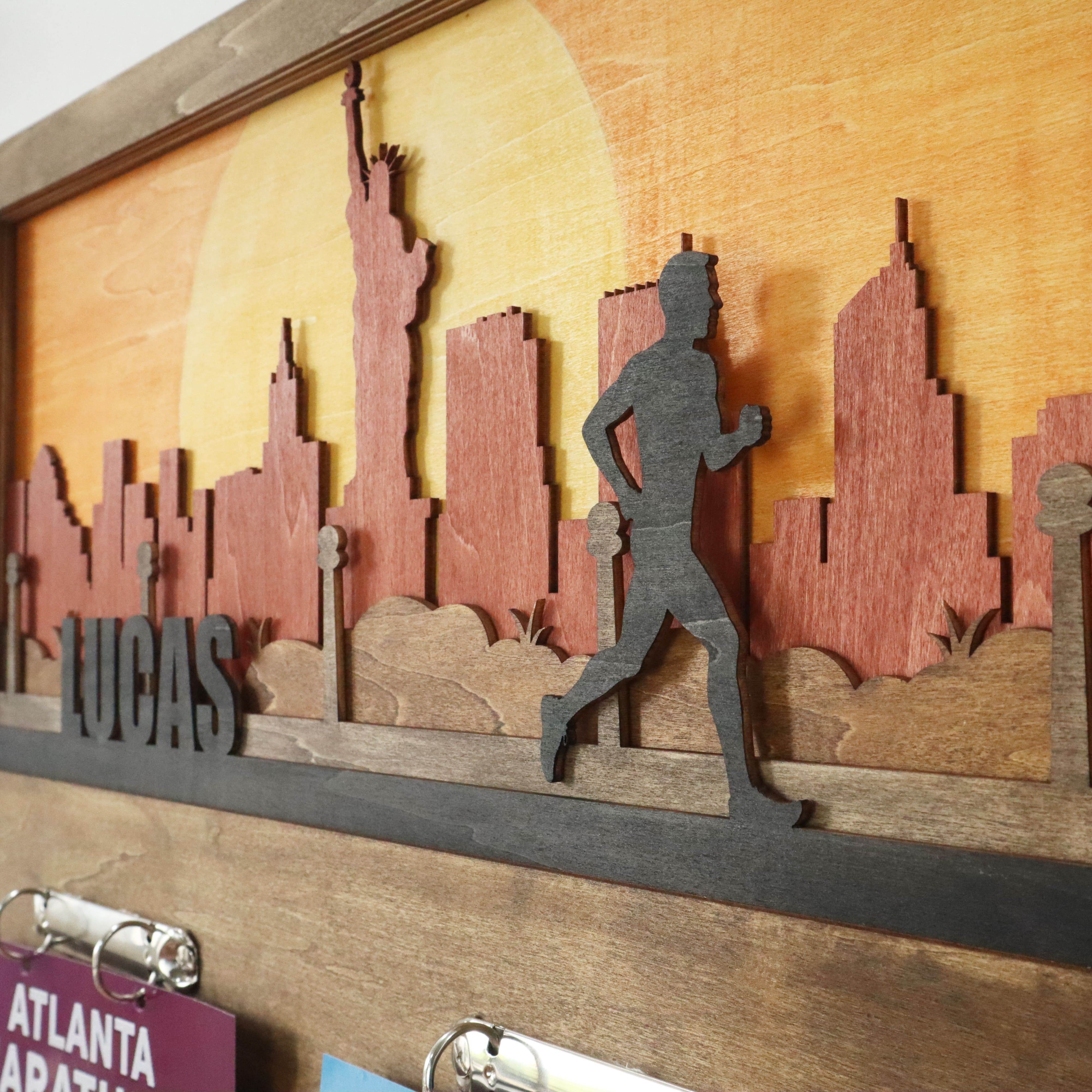 New York City Custom Wooden Marathon Display – Wooden Medal hanger , ChampionHanger running gifts - Champion Hanger
