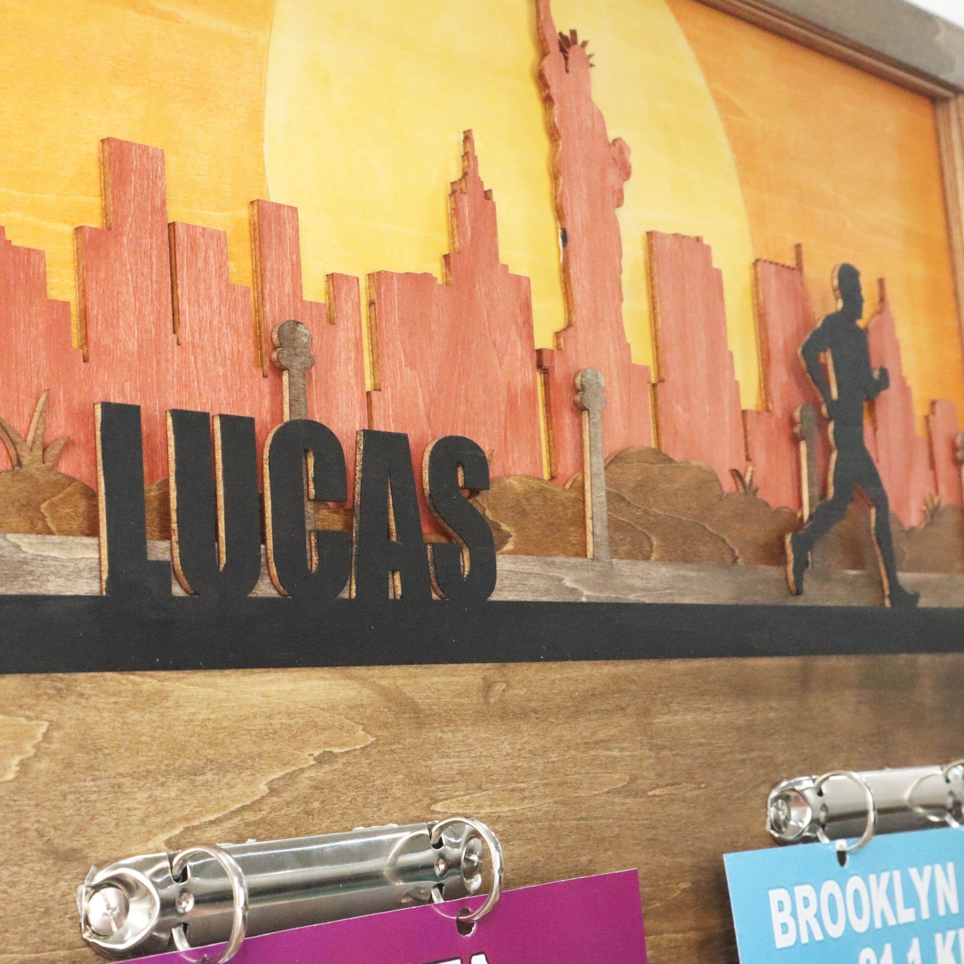 New York City Custom Wooden Marathon Display – Wooden Medal hanger , ChampionHanger running gifts - Champion Hanger