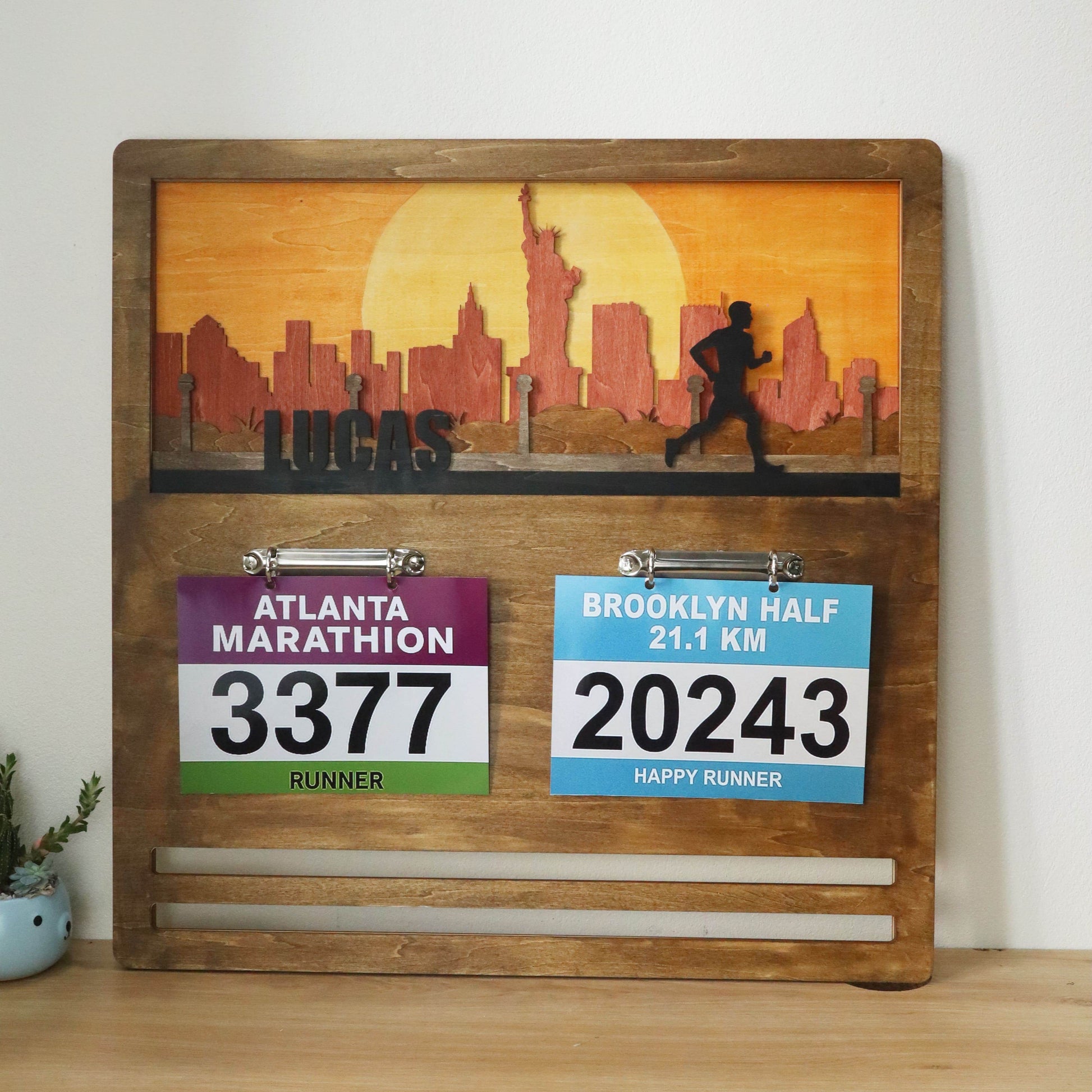 New York City Custom Wooden Marathon Display – Wooden Medal hanger , ChampionHanger running gifts - Champion Hanger