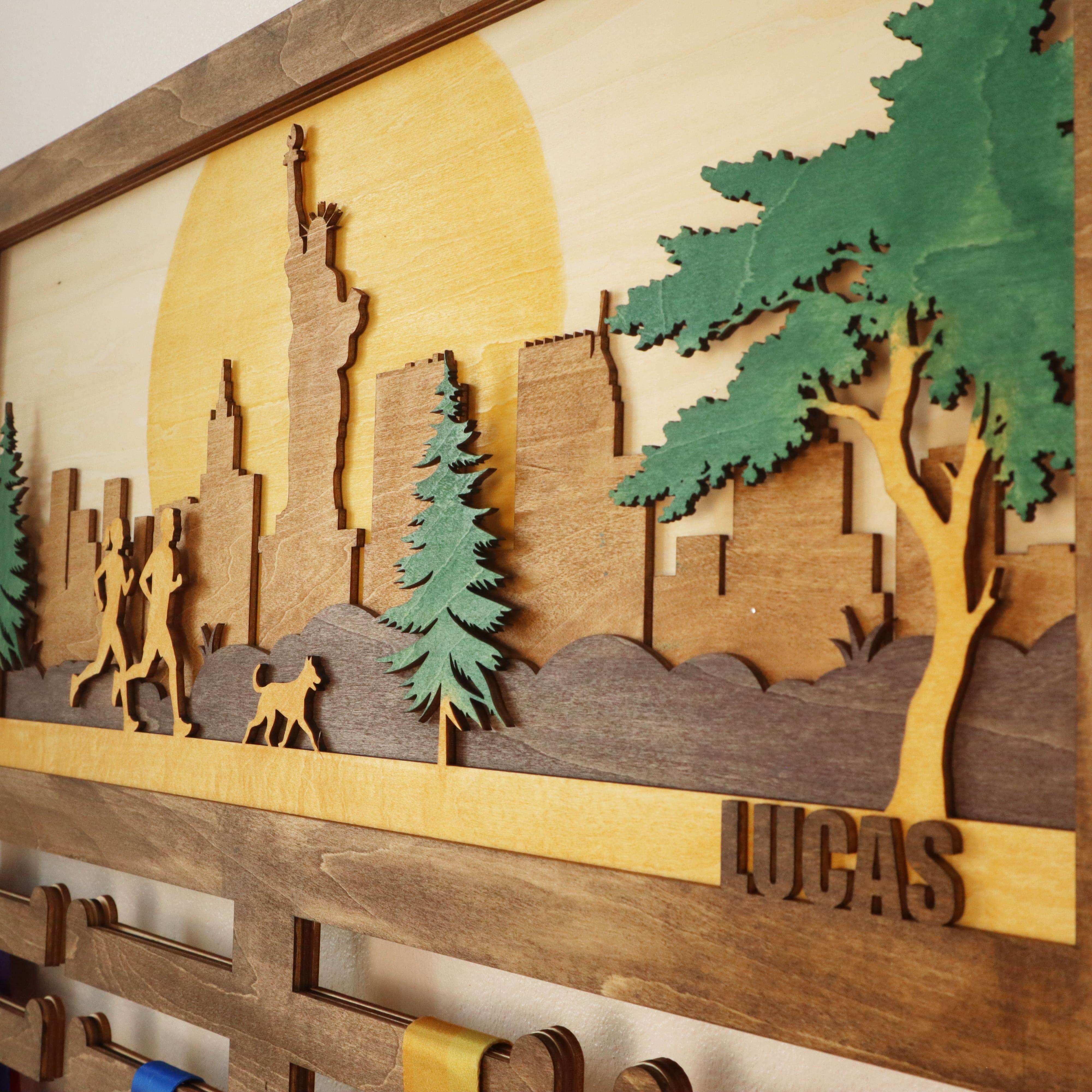 Wooden New York City Medal Display for Runner – Custom Wooden Hanger , ChampionHanger hiking gifts - Champion Hanger