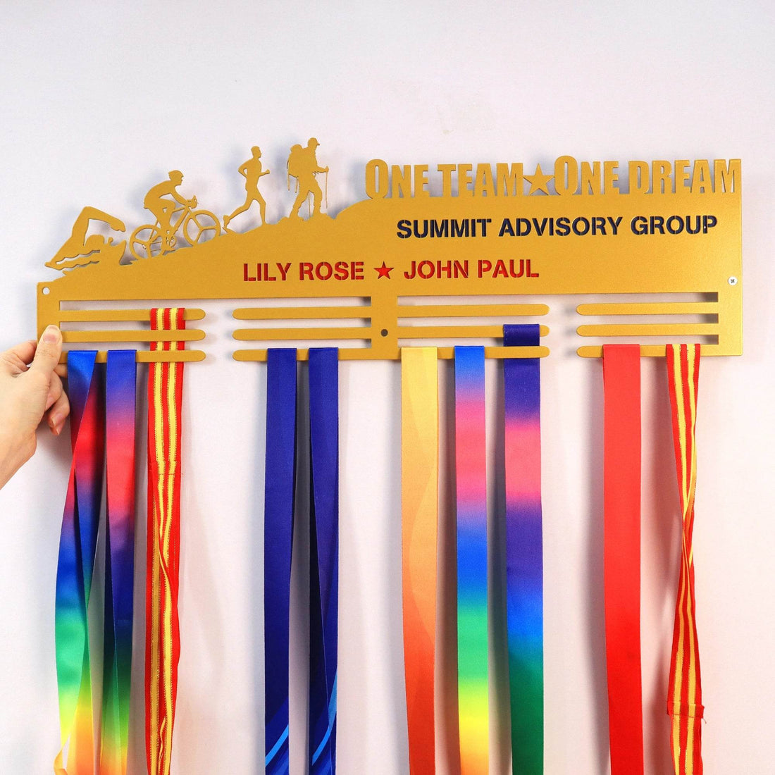 One Team One Dream Custom Medal Hanger for Runners – Stainless Steel Display Rack - Champion Hanger