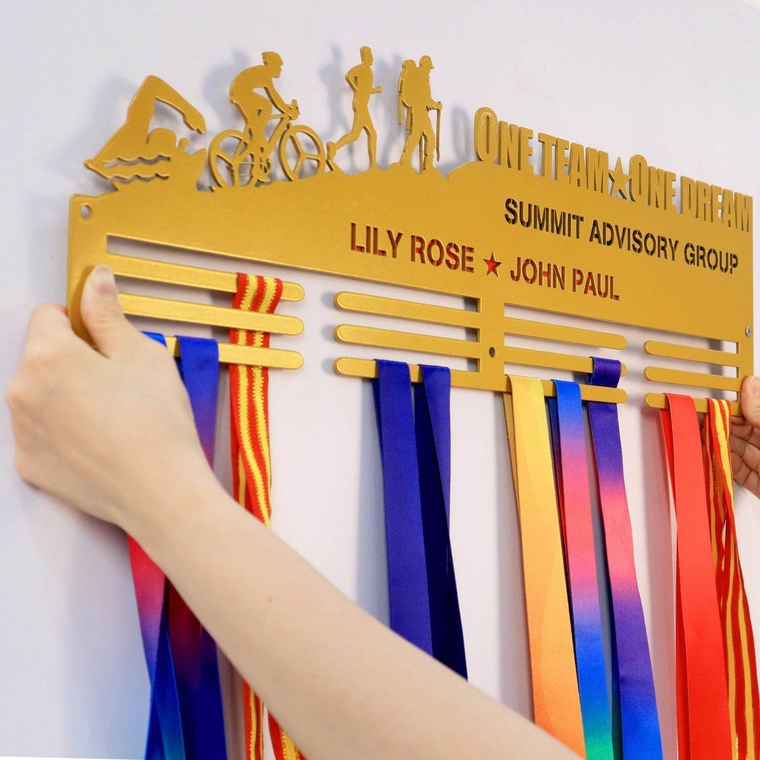 One Team One Dream Custom Medal Hanger for Runners – Stainless Steel Display Rack - Champion Hanger