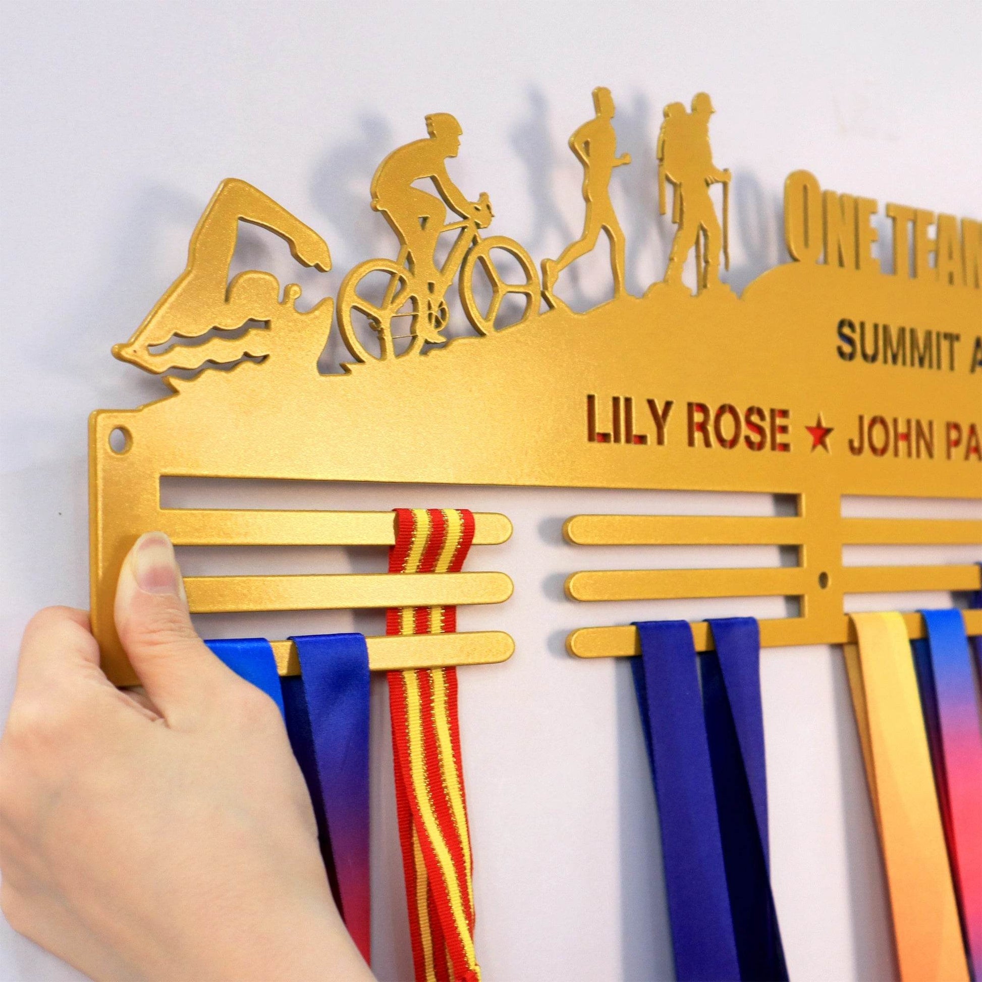 One Team One Dream Custom Medal Hanger for Runners – Stainless Steel Display Rack - Champion Hanger