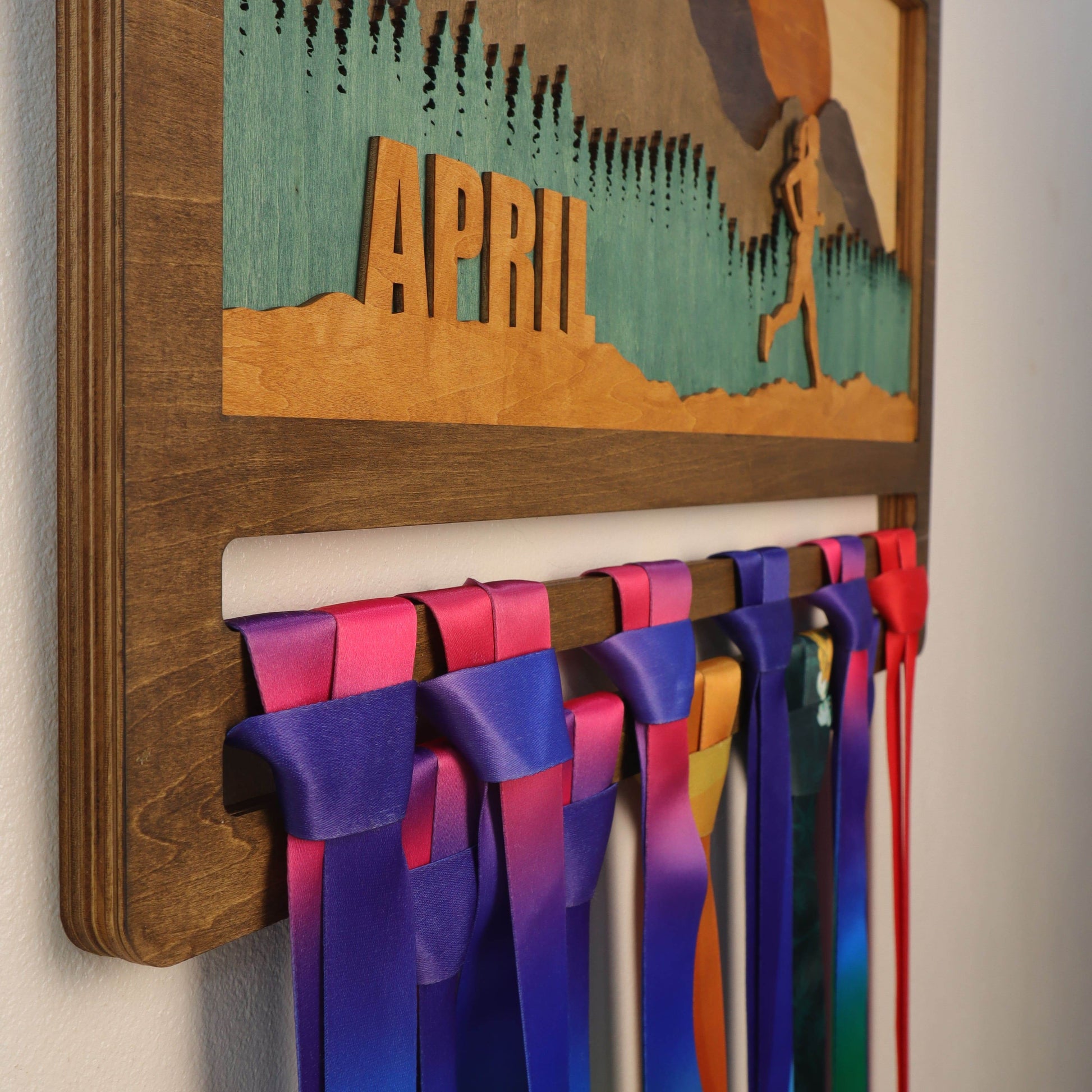 Personalized Trail Running Medal Hanger | Custom Wooden Mountain Runner Medal Display – ChampionHanger - Champion Hanger