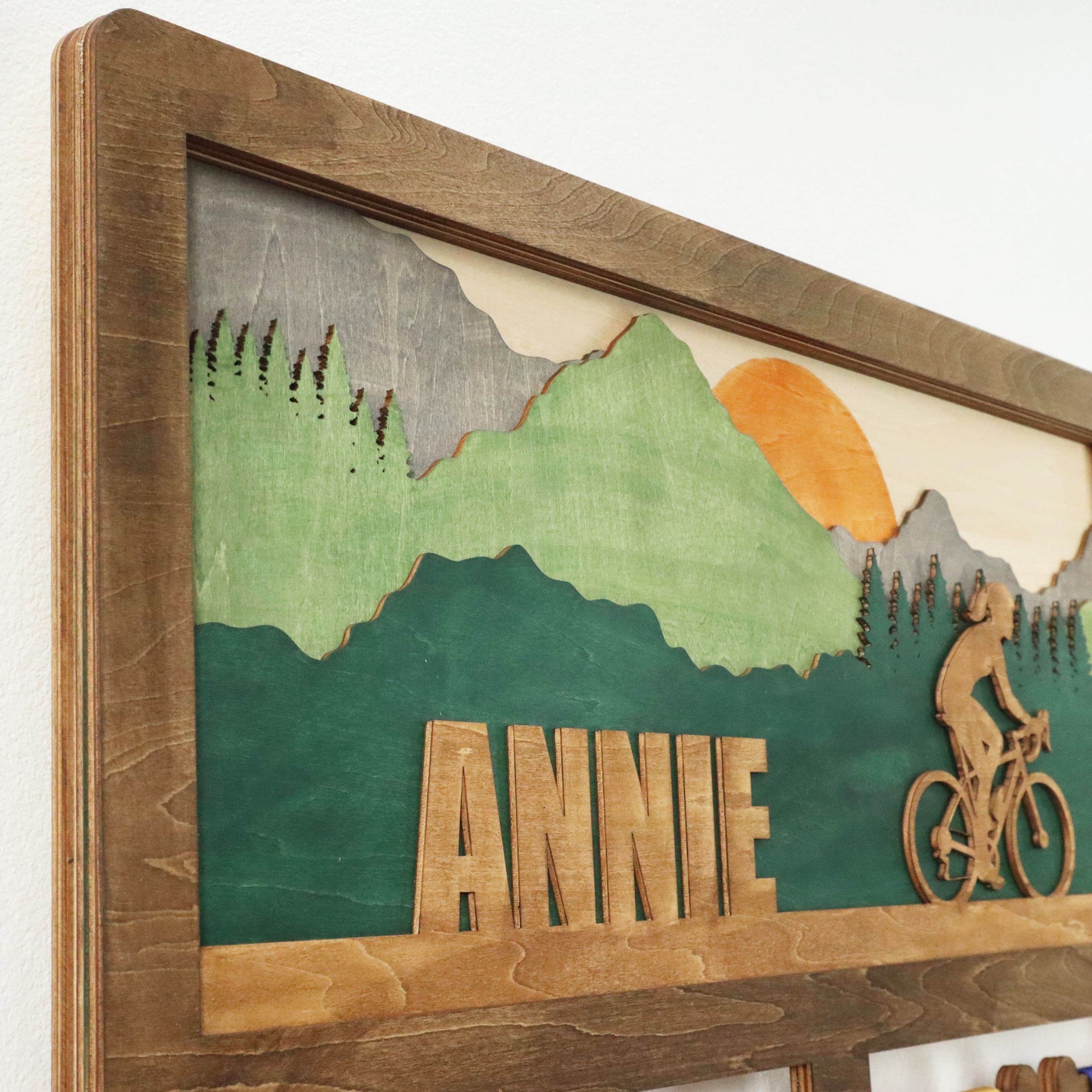 Personalized Cycling Medal Holder – Wooden Medal hanger , ChampionHanger running gifts - Champion Hanger