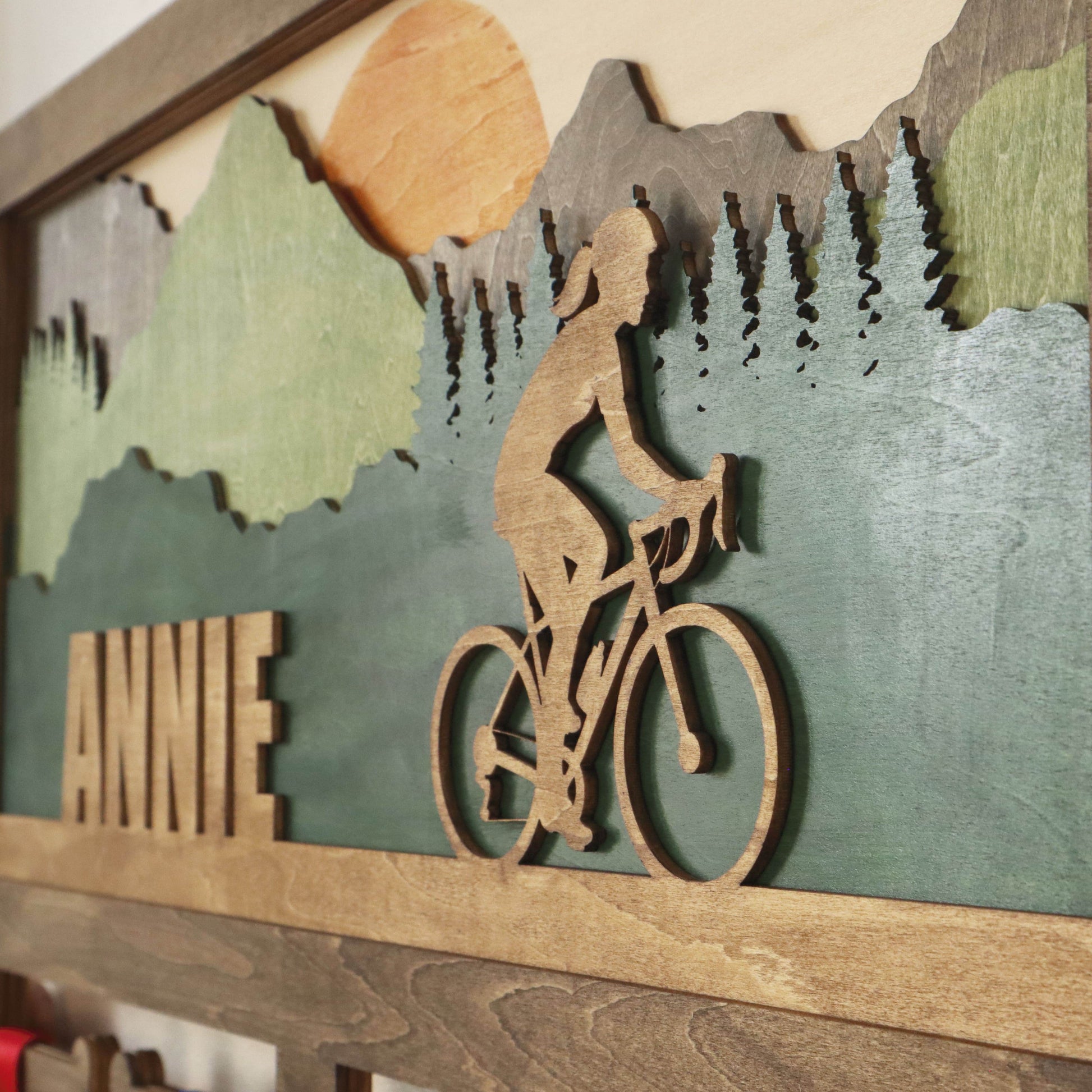 Personalized Cycling Medal Holder – Wooden Medal hanger , ChampionHanger running gifts - Champion Hanger