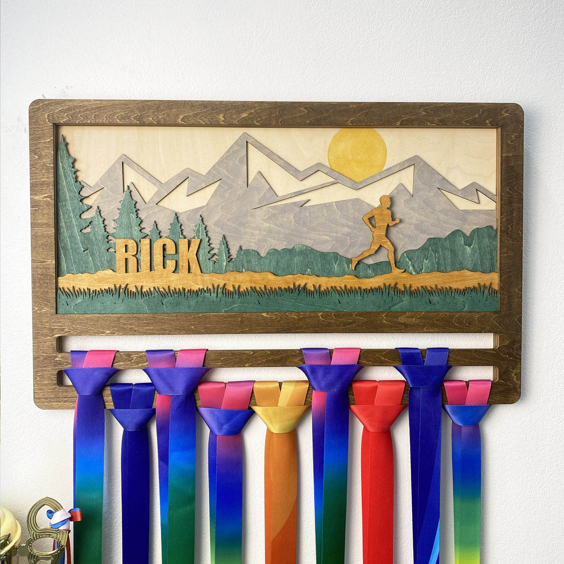Personalized Medal Display Rack for Runners, Athletes & Sports Awards, ChampionHanger Running Gifts - Champion Hanger