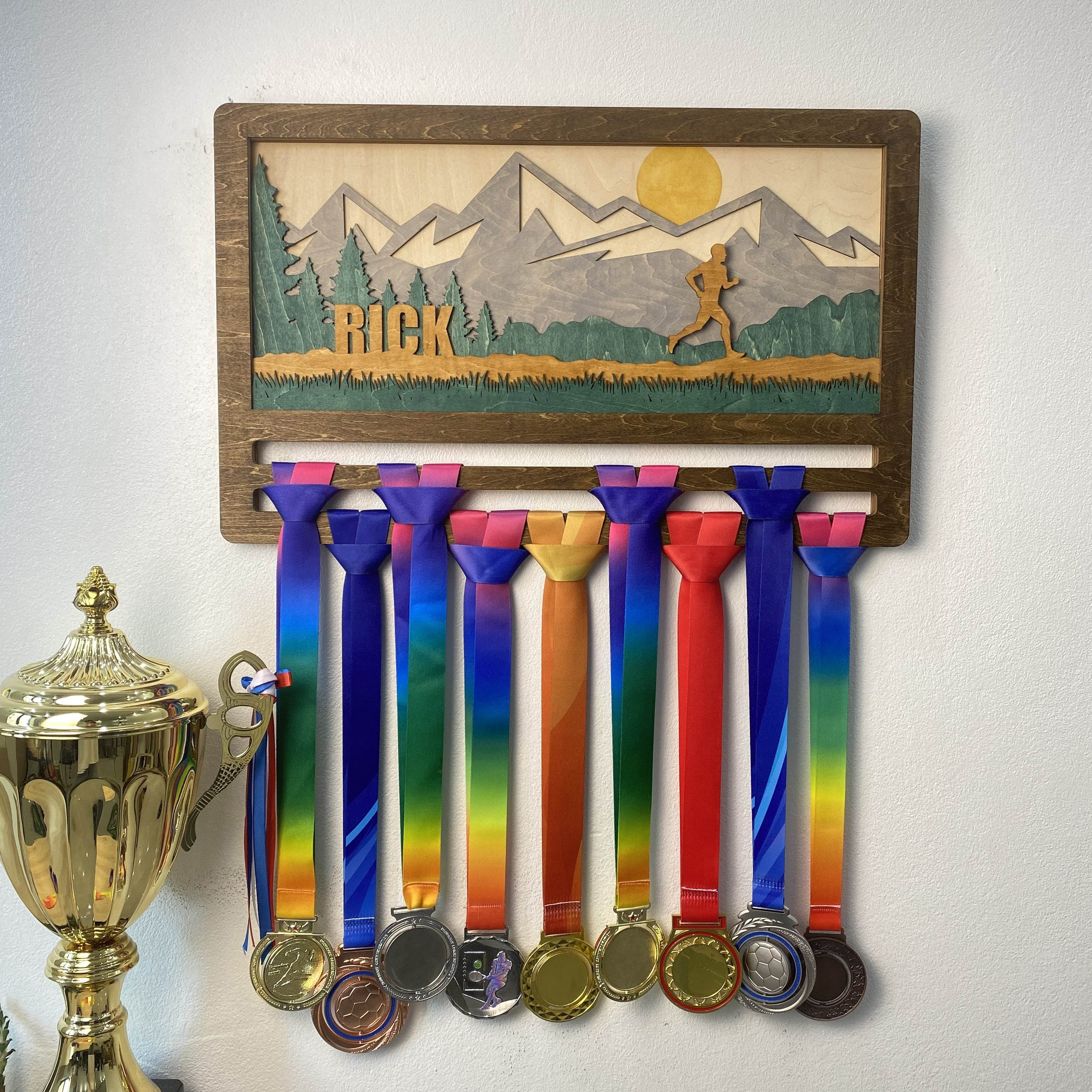 Personalized Medal Display Rack for Runners, Athletes & Sports Awards, ChampionHanger Running Gifts - Champion Hanger