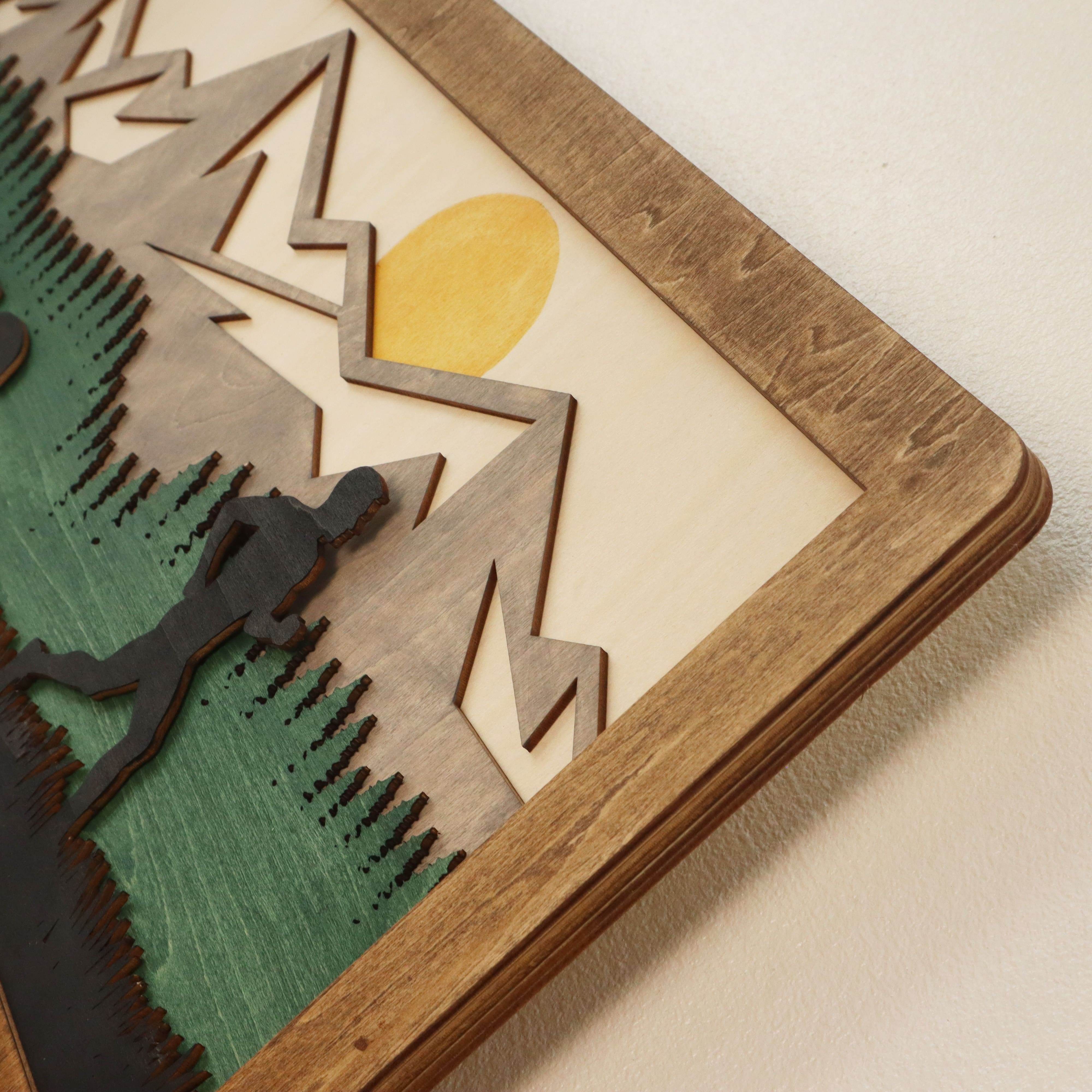 Personalized Mountain Runner Medal Hanger – Wooden Medal Holder with Name , ChampionHanger running gifts - Champion Hanger