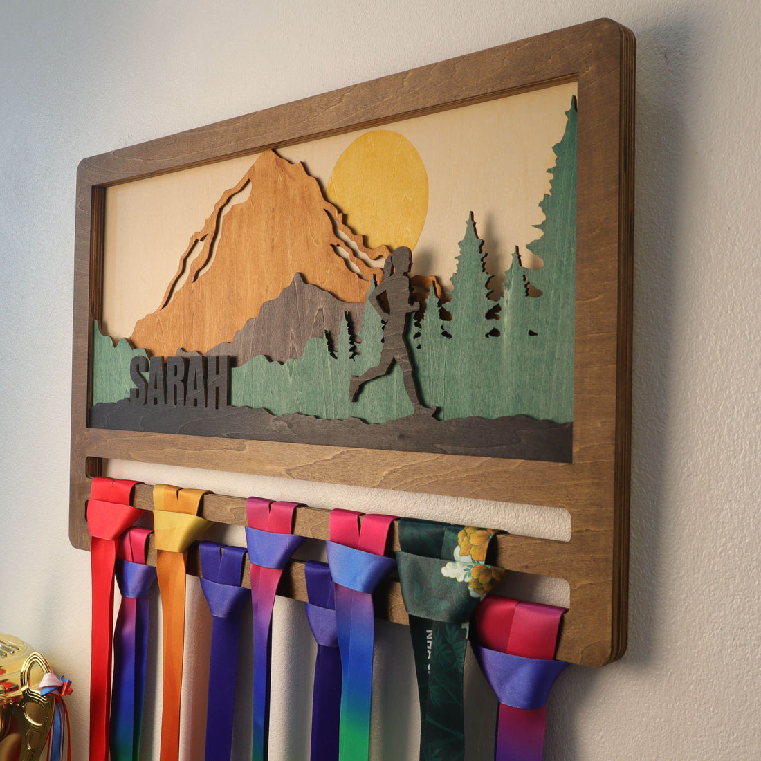 Personalized Mountain Runner Medal Holder – ChampionHanger running gifts - Champion Hanger