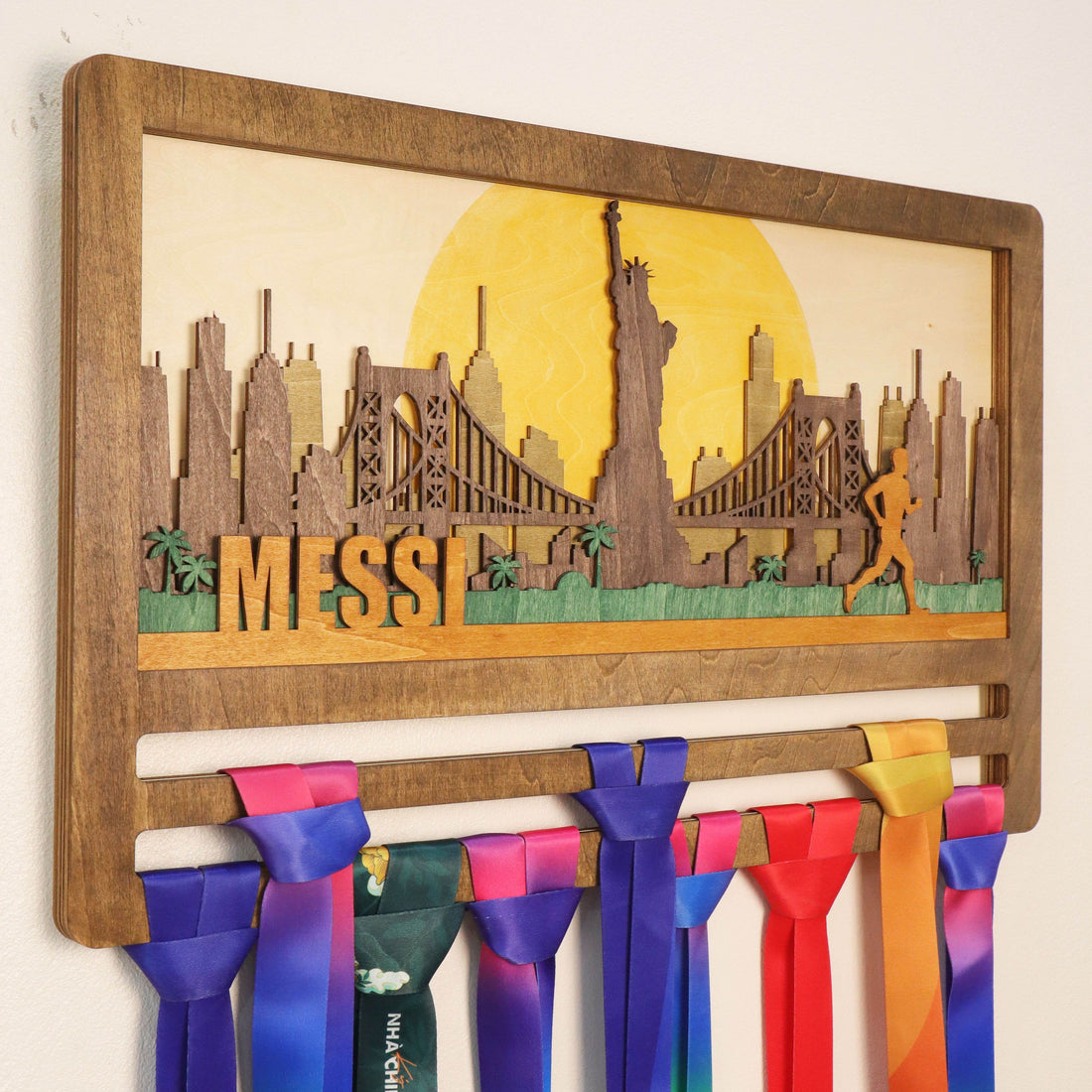 Personalized New York Skyline Medal Hanger, ChampionHanger running gifts - Champion Hanger