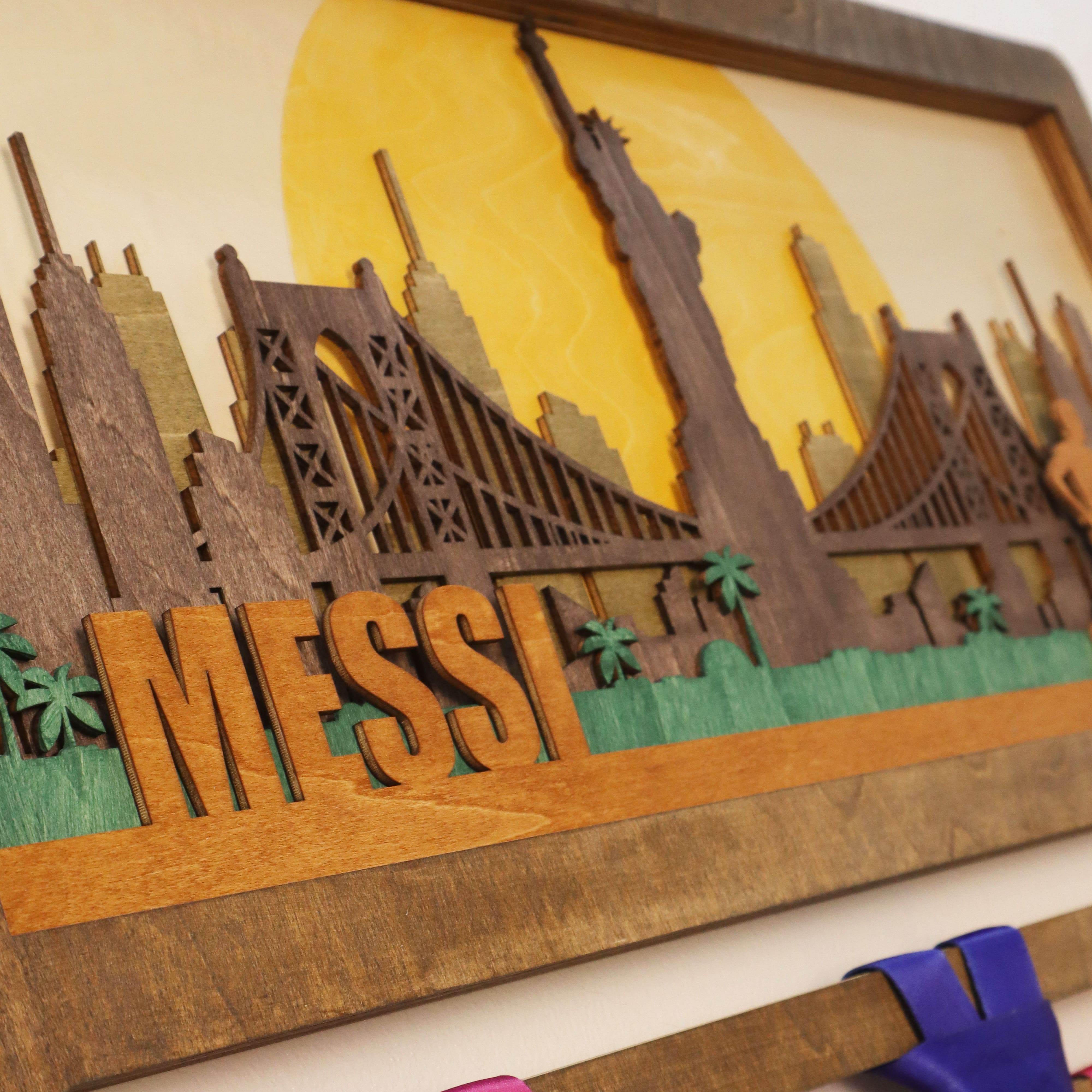 Personalized New York Skyline Medal Hanger, ChampionHanger running gifts - Champion Hanger