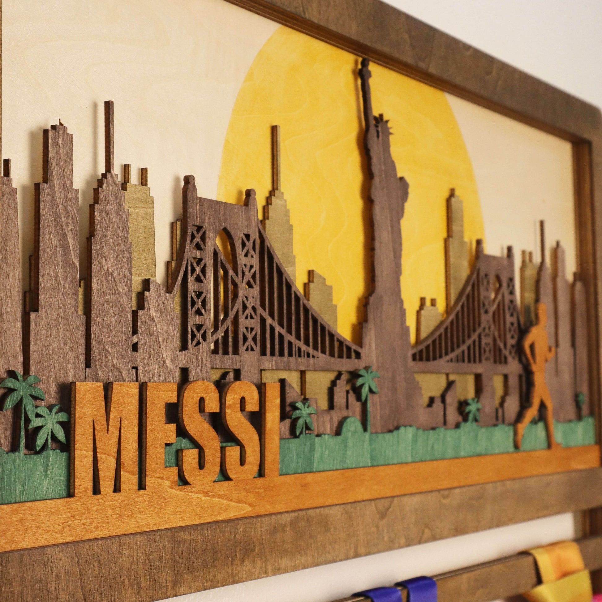Personalized New York Skyline Medal Hanger, ChampionHanger running gifts - Champion Hanger