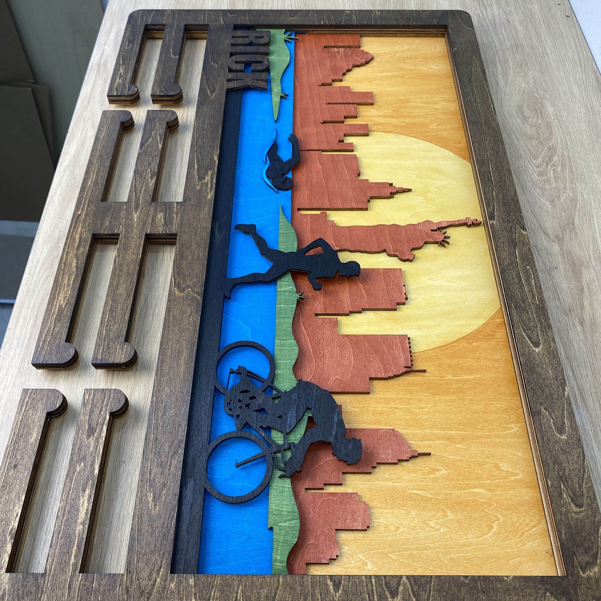 Personalized New York Skyline Triathlon Medal Holder, ChampionHanger Triathlon Gifts - Champion Hanger