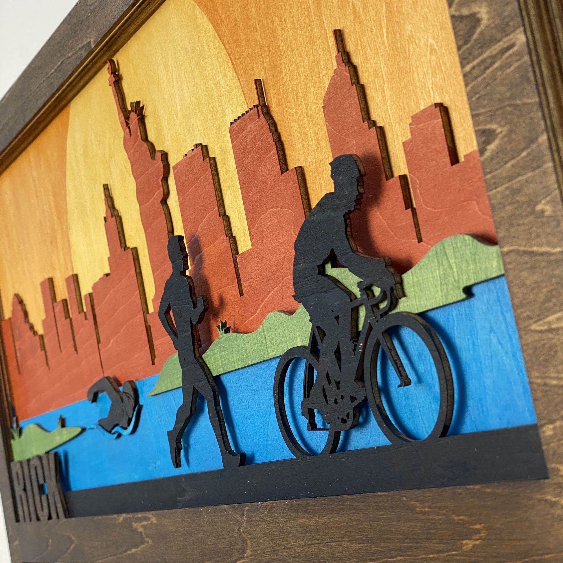 Personalized New York Skyline Triathlon Medal Holder, ChampionHanger Triathlon Gifts - Champion Hanger
