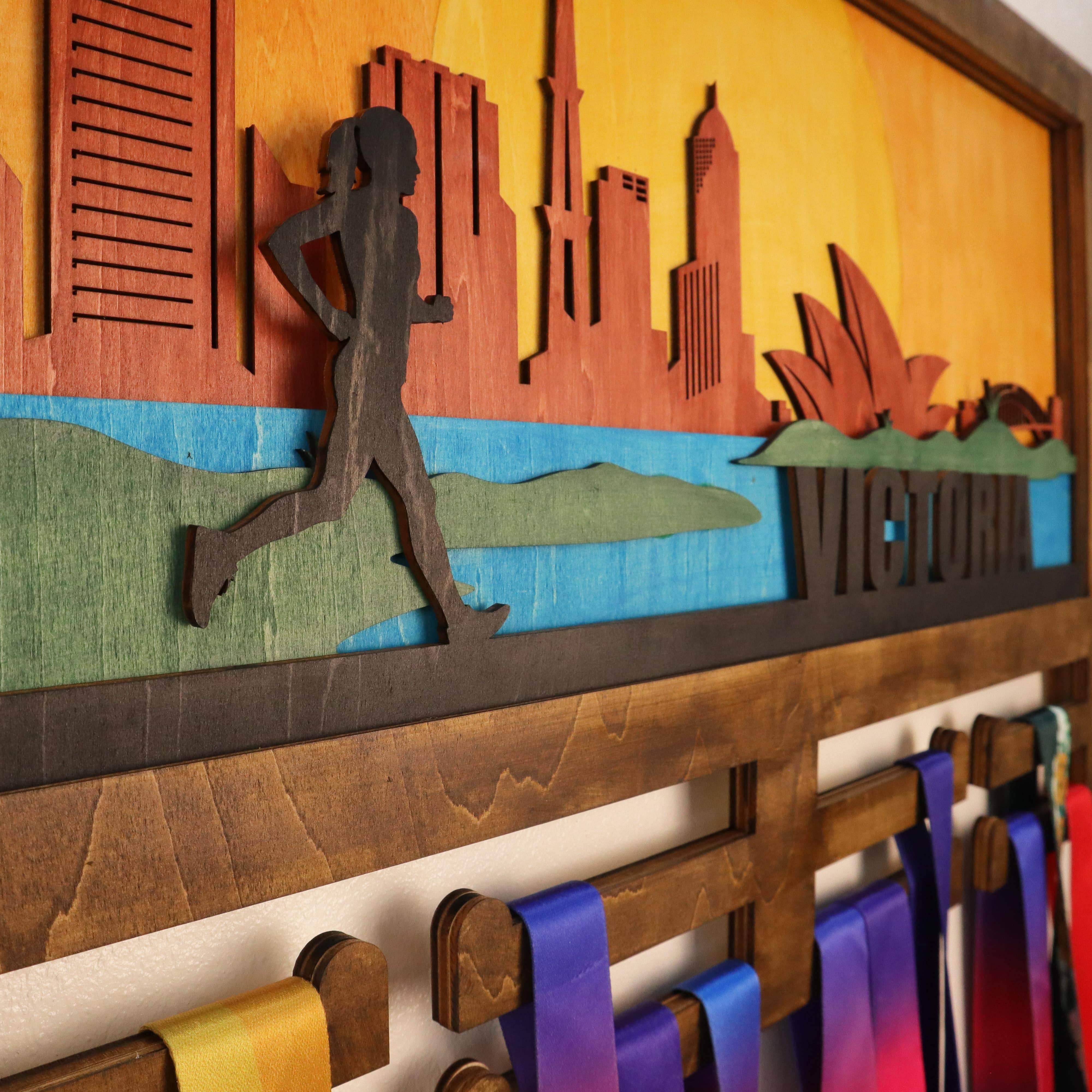 Personalized Sydney Australia Skyline Medal Hanger for Runners, ChampionHanger running gifts - Champion Hanger