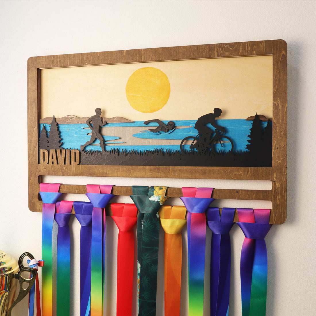 Personalized Triathlon Medal Holder, ChampionHanger Running Gifts - Champion Hanger